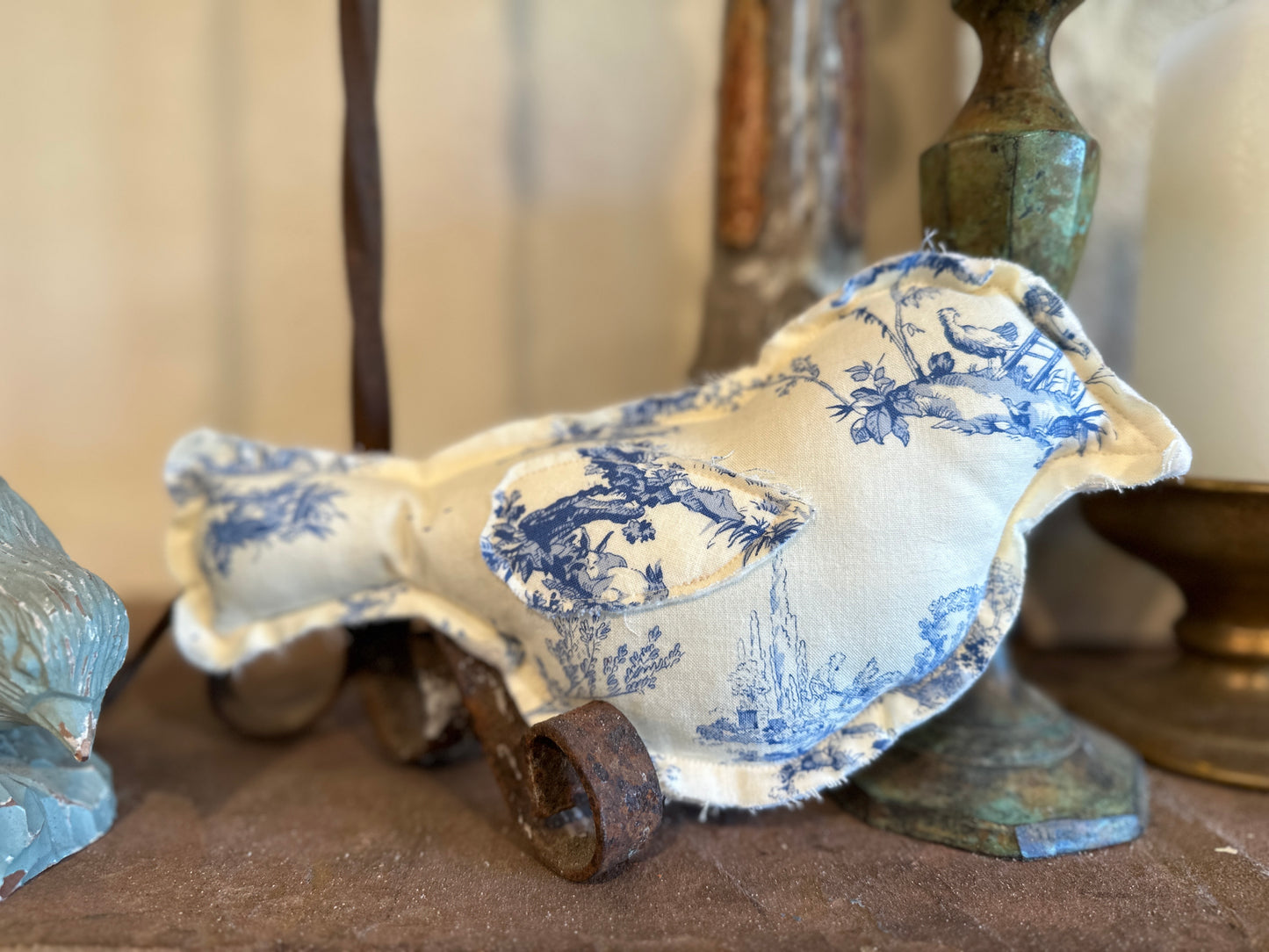 Blue & White Toile Spring Bird