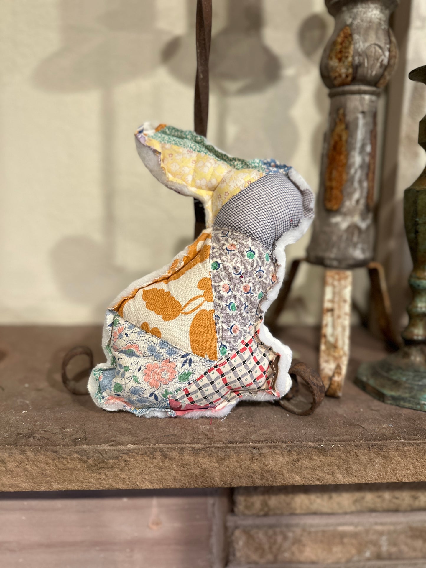 Colorful Repurposed Quilt Plush Easter Bunny #2