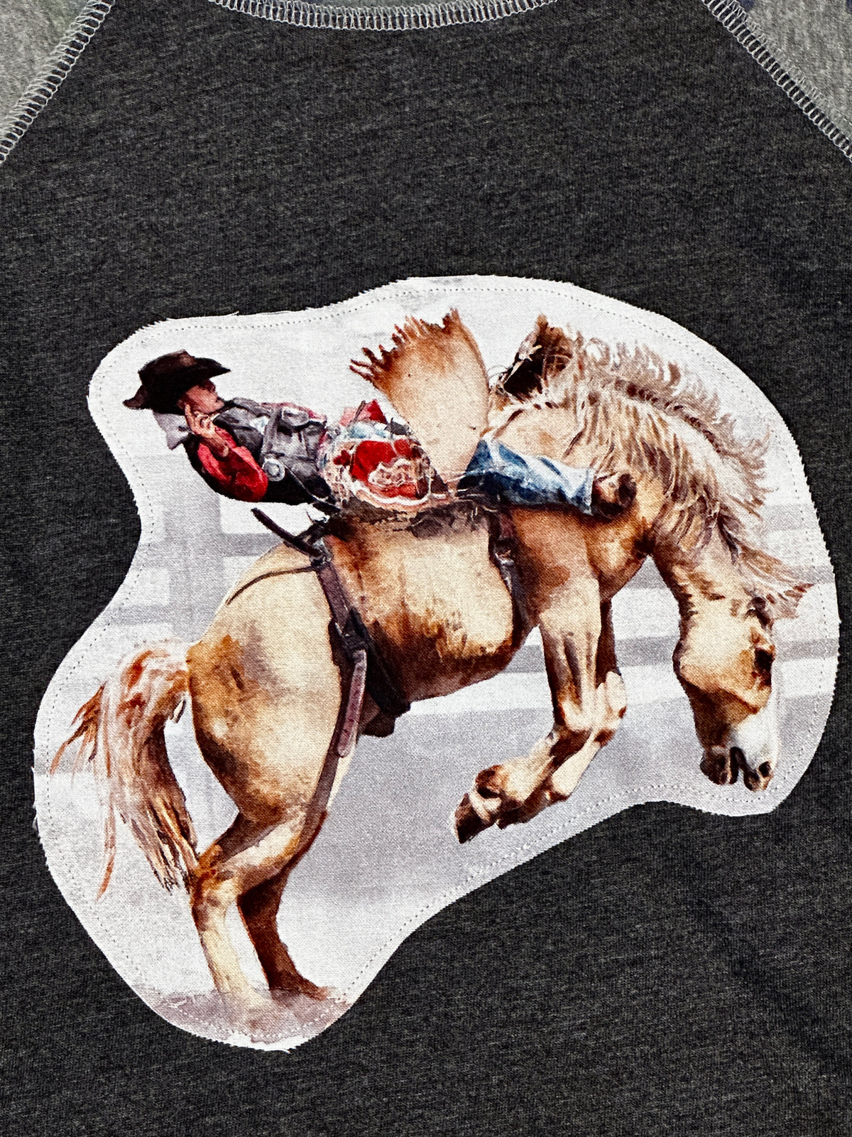 Bareback Rider on Raglan Baseball Tee with Camo 3/4 Sleeves, Size 4T