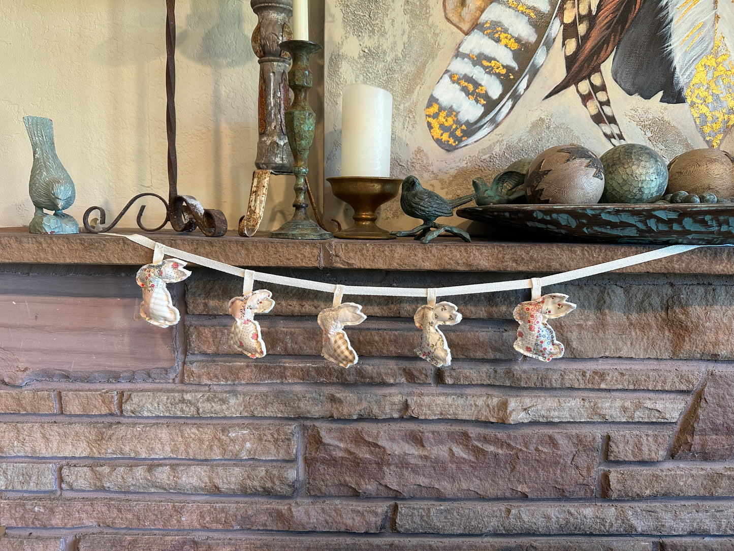 Pastel Floral Quilted Spring Bunny Garland, 6 ft.