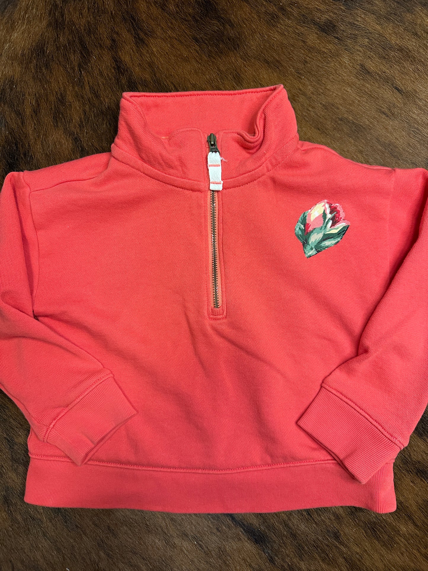 Galloping Cowgirl on Strawberry Red Quarter Zip, Size 2T