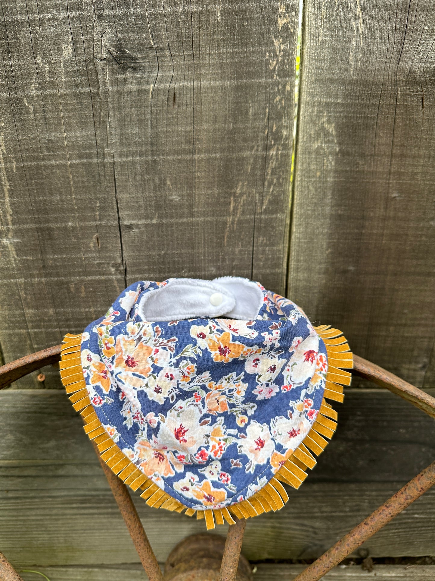 Blue Springtime Floral Buckaroo Baby Bib