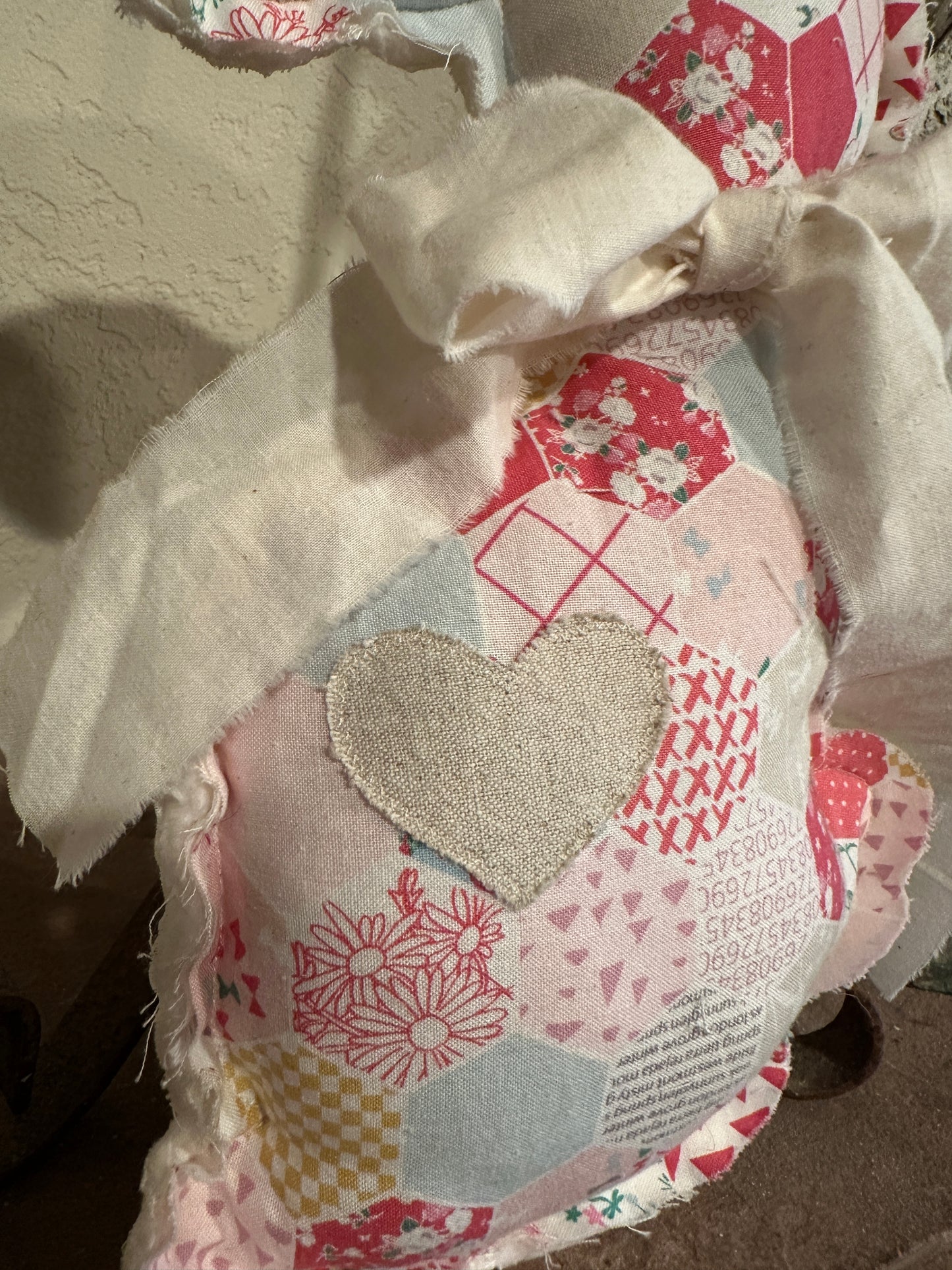 Pink Hexagon Plush Easter Bunny with Heart & Bow