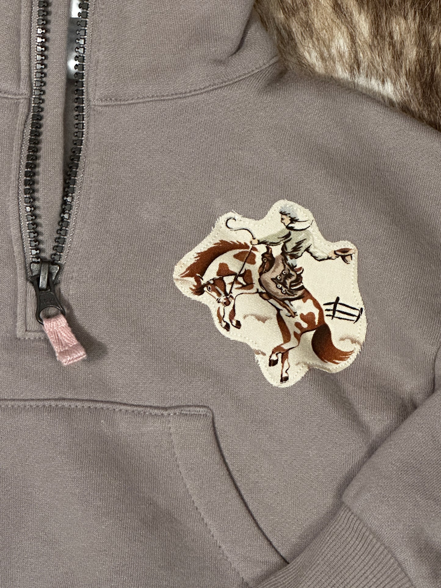 Quarter Zip Light Brown Roundup Sweatshirt, Size 24 mons.