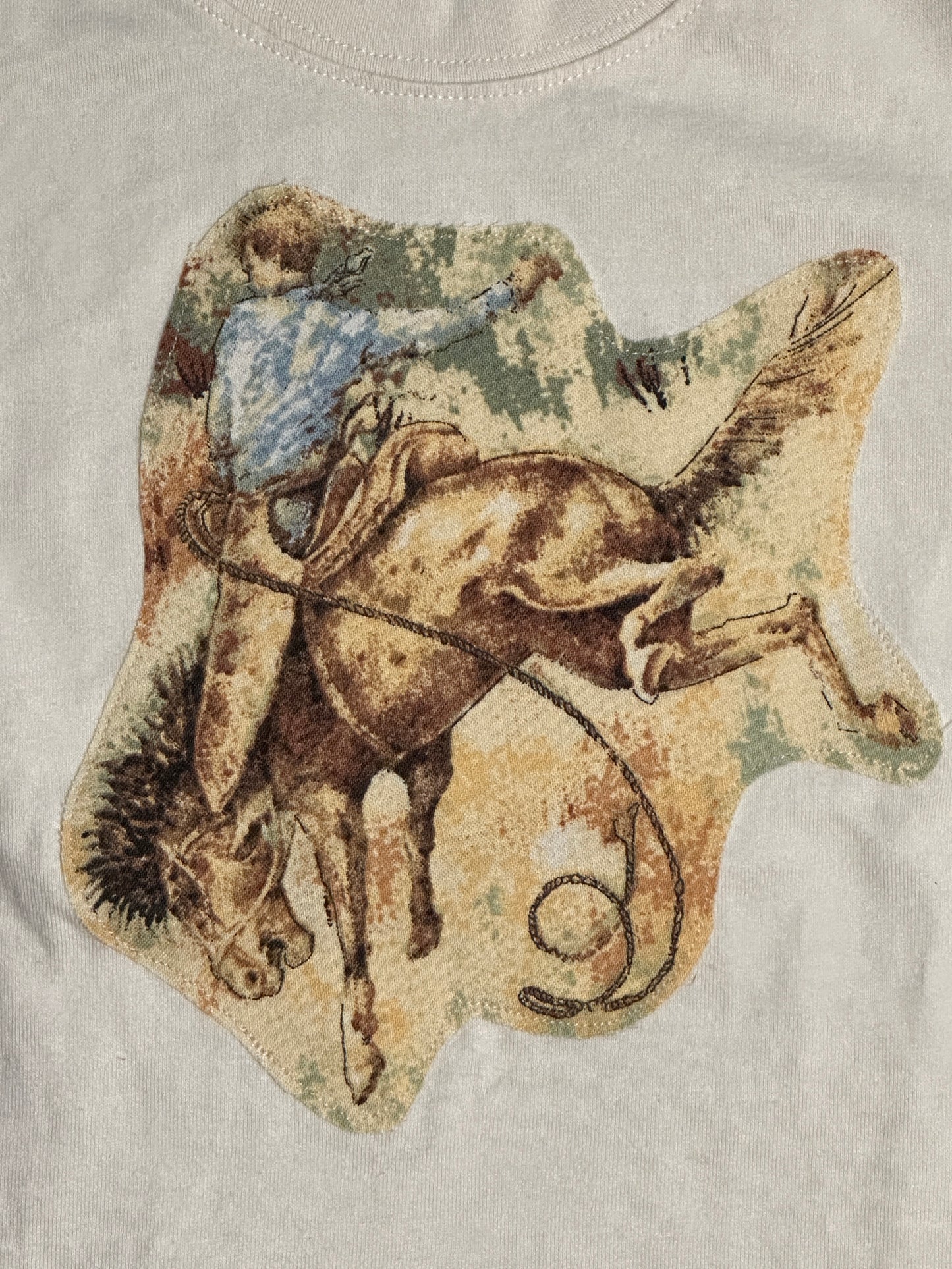 Vintage Bronc in Soft Yellows & Browns on Cream Tee, Size 5T