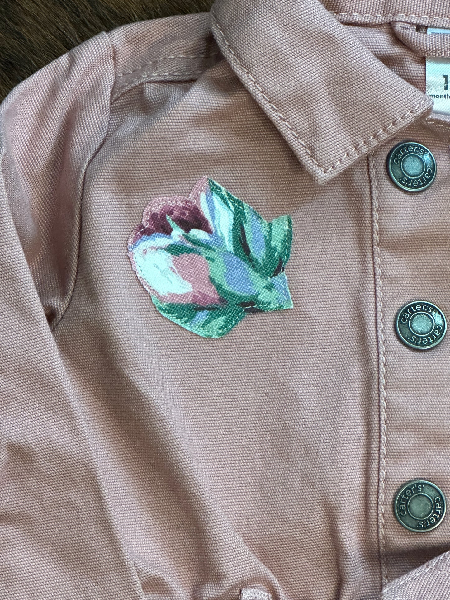 Bronc and Roses on Pink Jumpsuit, Size 12 mons.