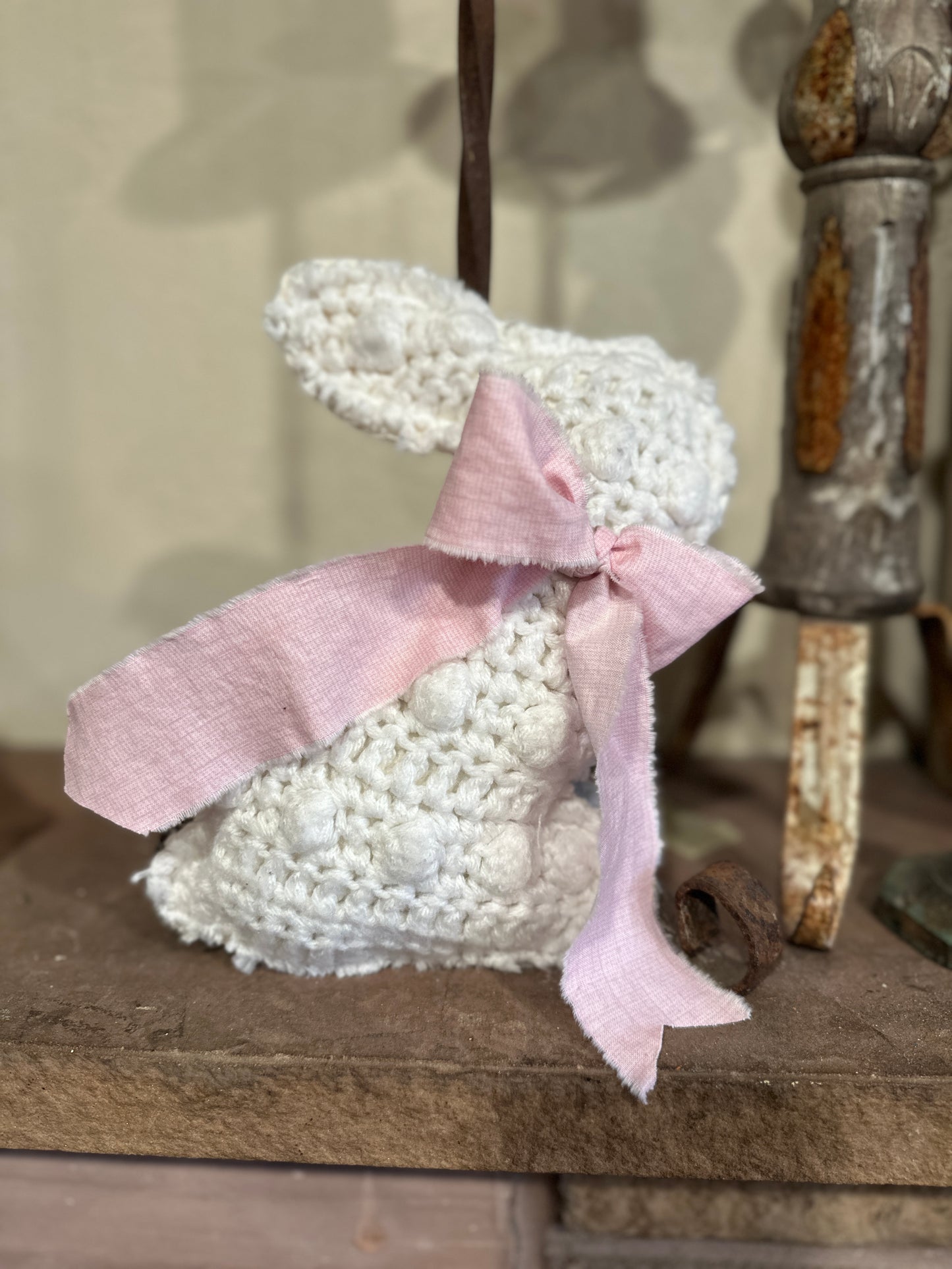 Crochet Plush Easter Bunny with Bow