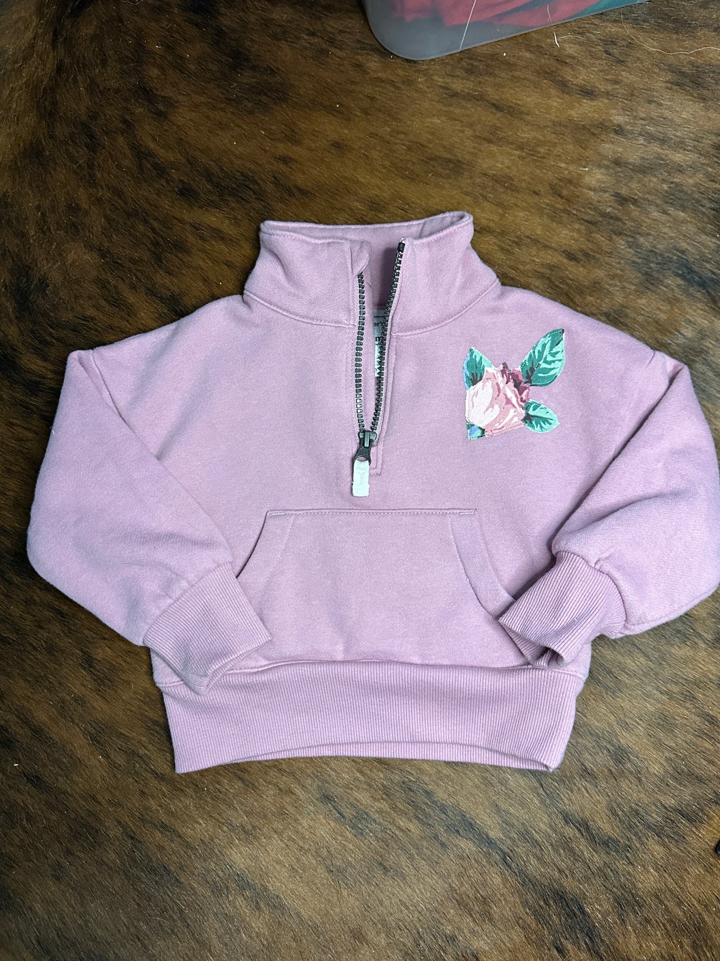 Cowgirl Bronc Rider with Roses on Lavender Quarter Zip, Size 24 mons.