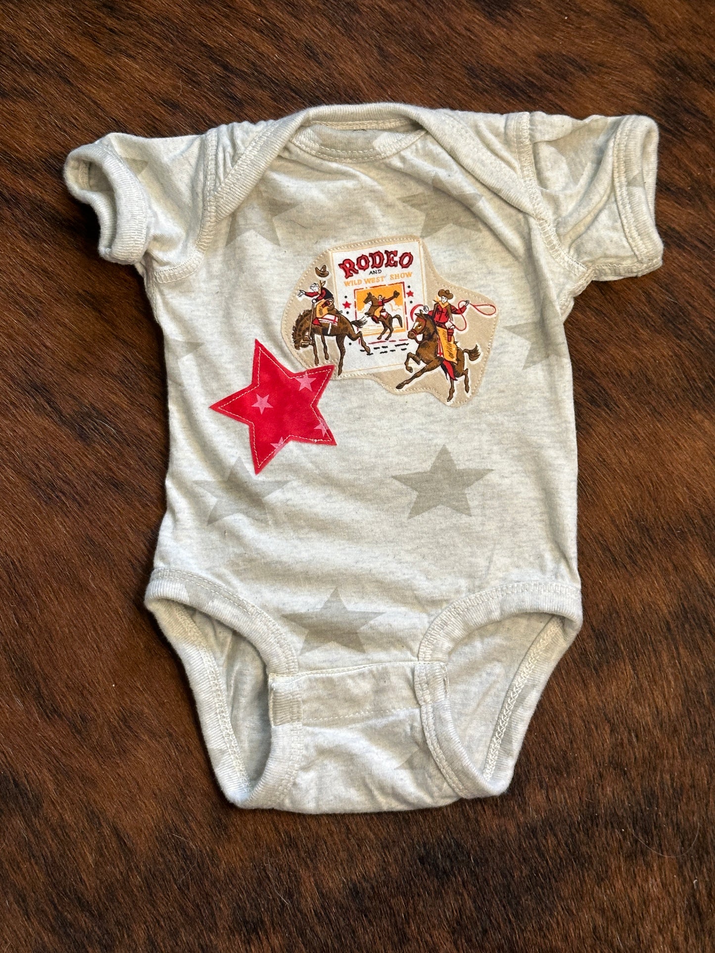 Rodeo Stars on Neutral Star Onesie, Size Newborn