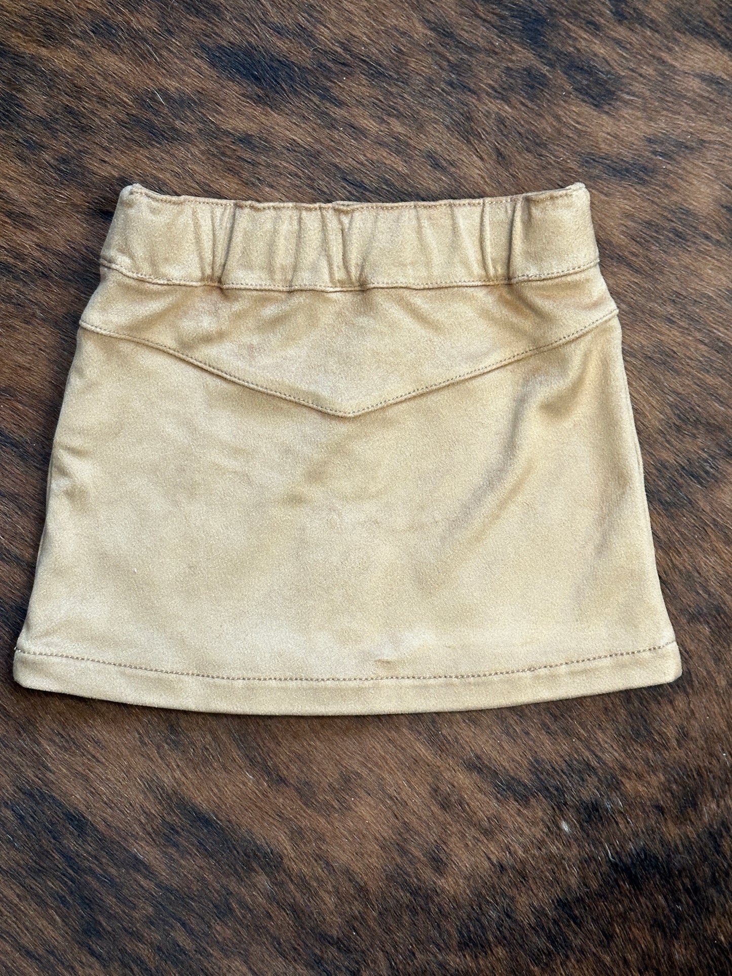 Red Roses and Tiny Broncs on Faux Suede Skirt, Size 18-24 mons.