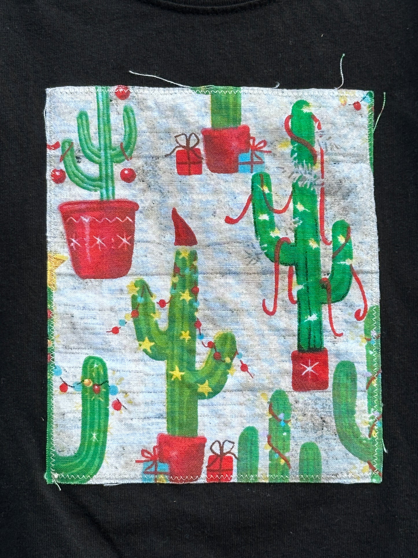 Christmas Cacti on Black, Size 4T