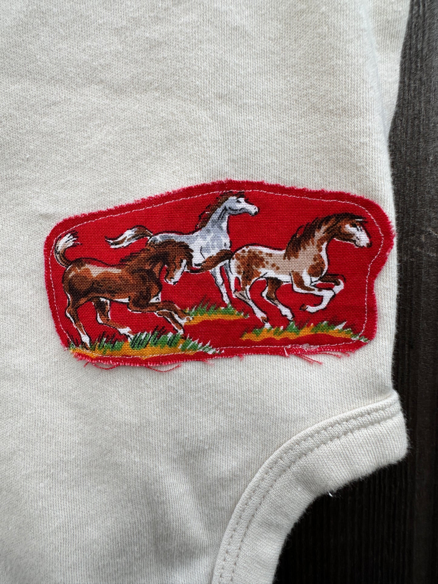 Wild Horse Roper on Cream Onesie, Size 3-6 mons.