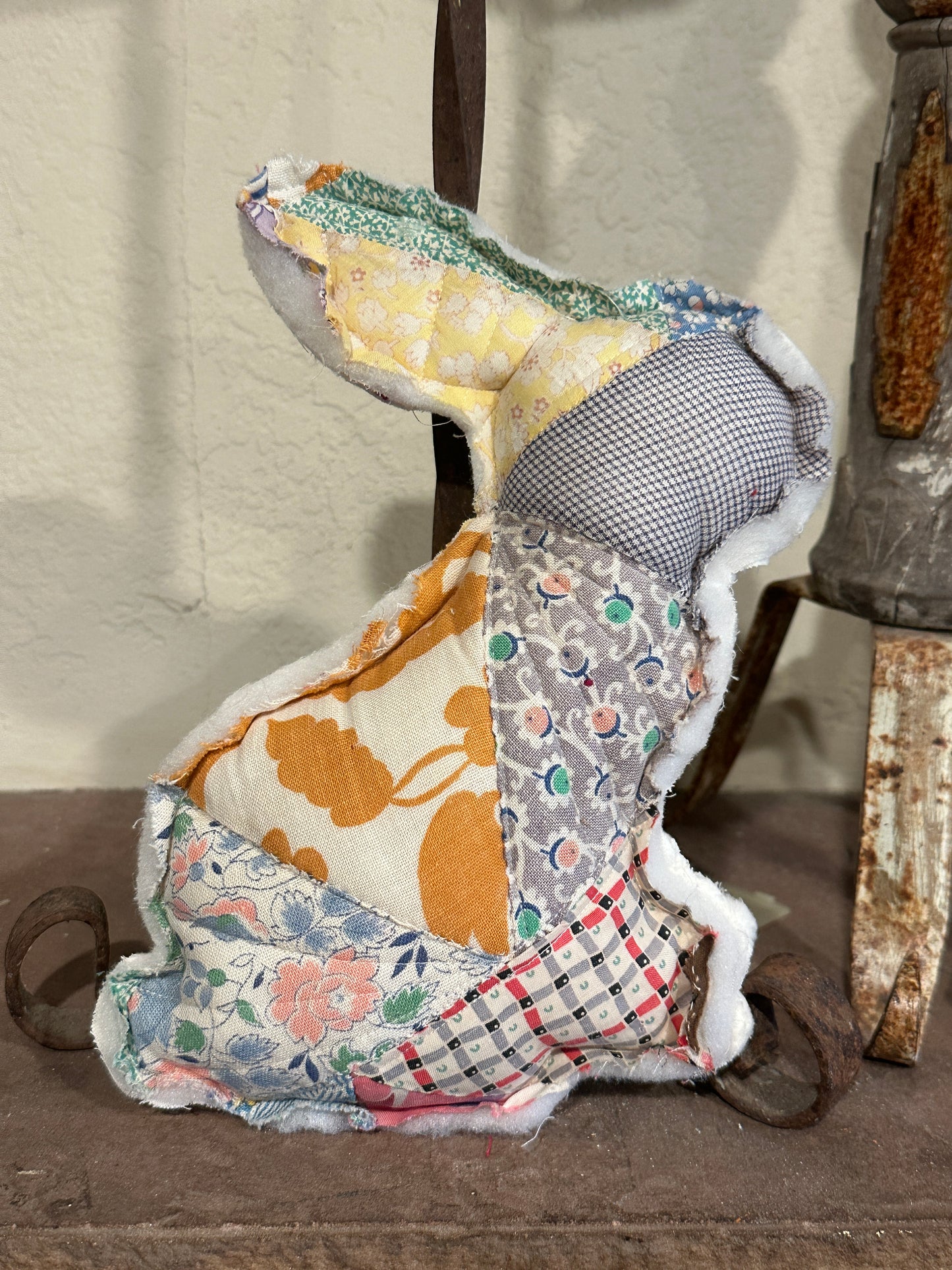 Colorful Repurposed Quilt Plush Easter Bunny #2