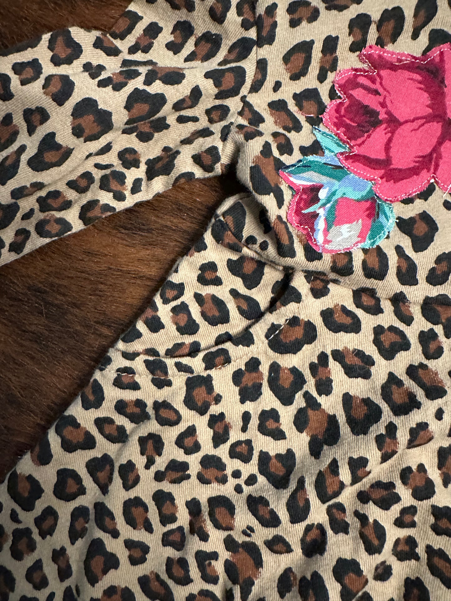 Bronc & Roses on Leopard Twirl Dress, Size 12-18 mons.