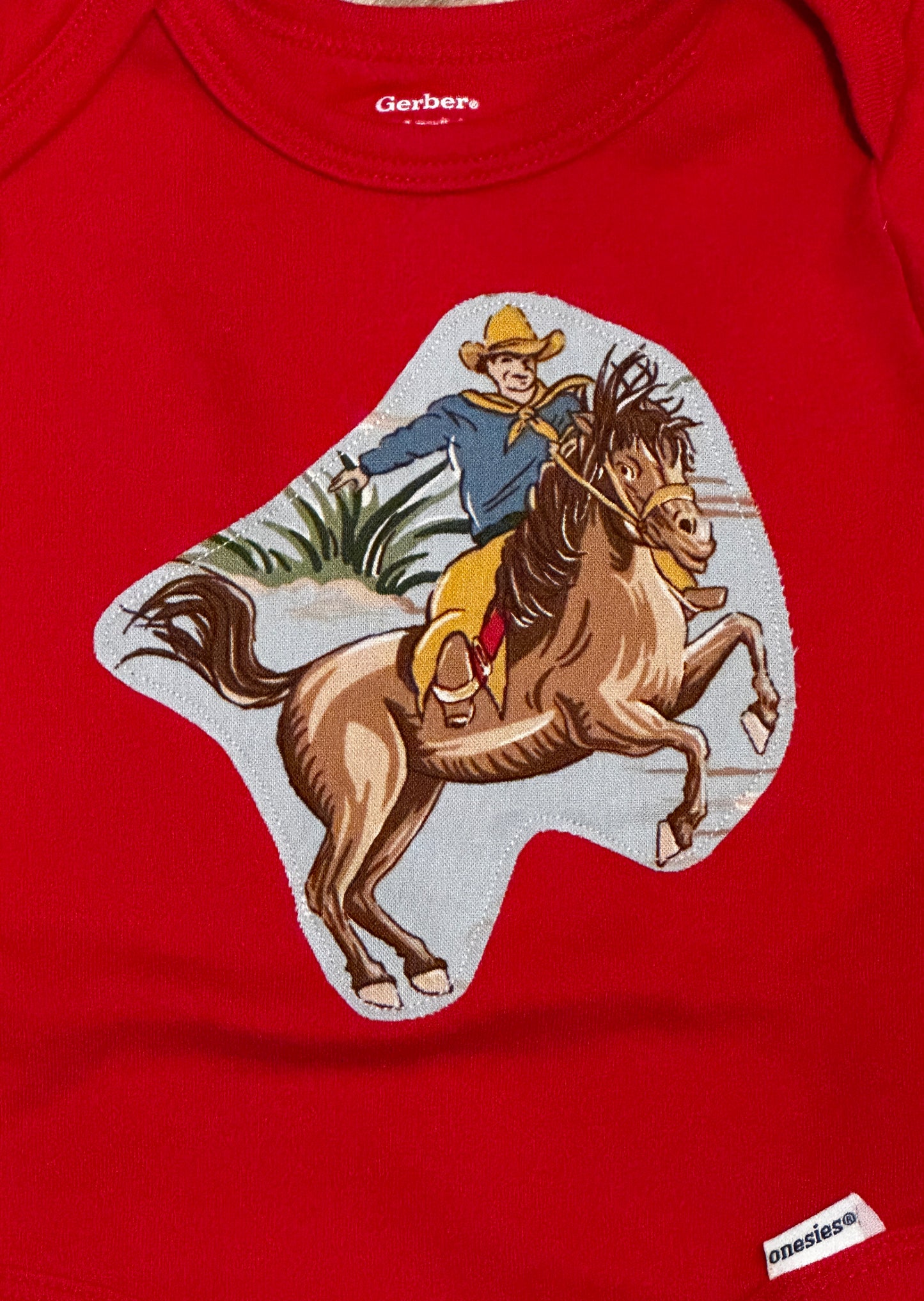 Red Ranch Buckaroo Onesie, Size 0-3 mons.