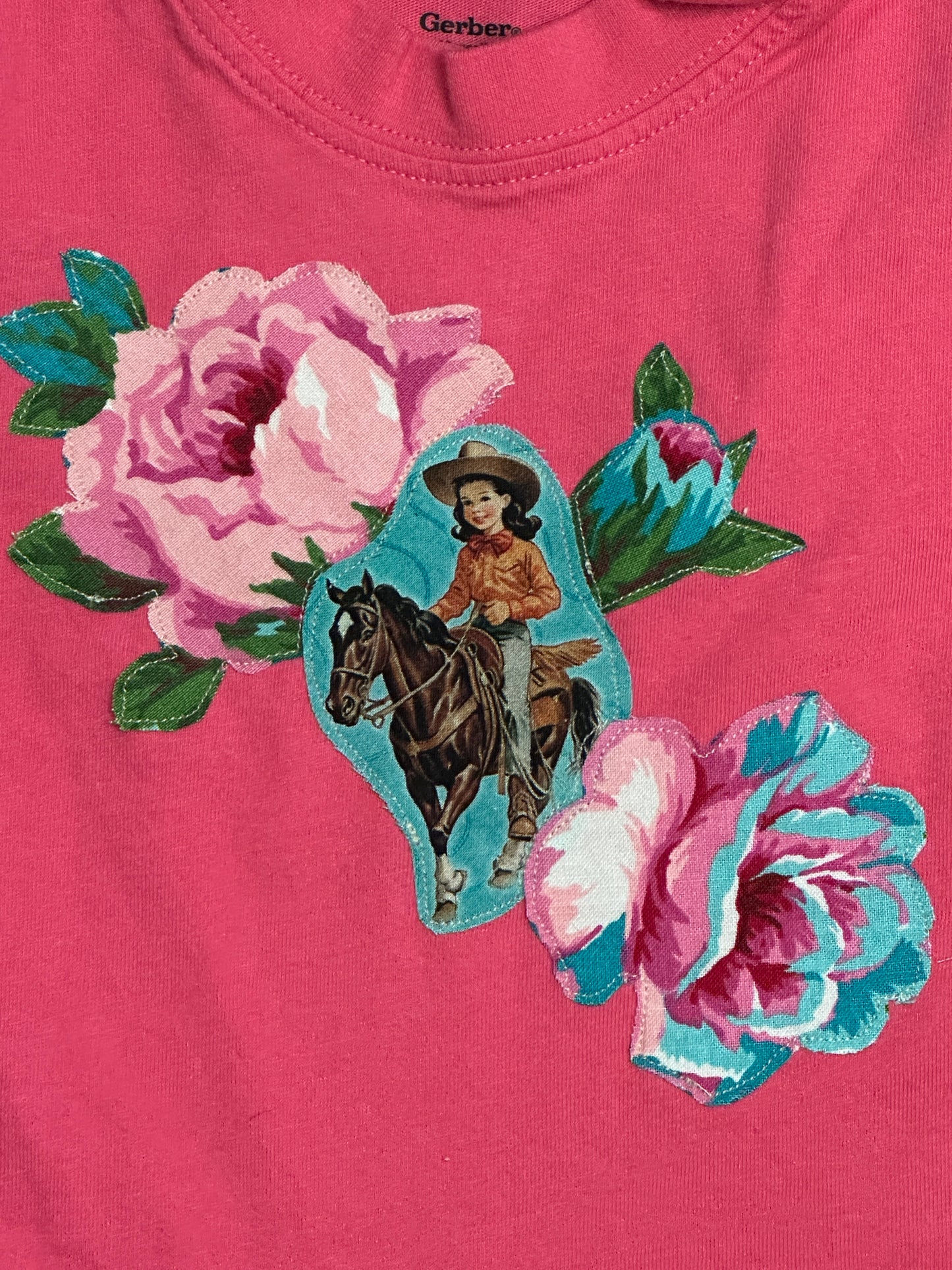 Turquoise & Hot Pink Cowgirl & Roses, Size 18 mons.