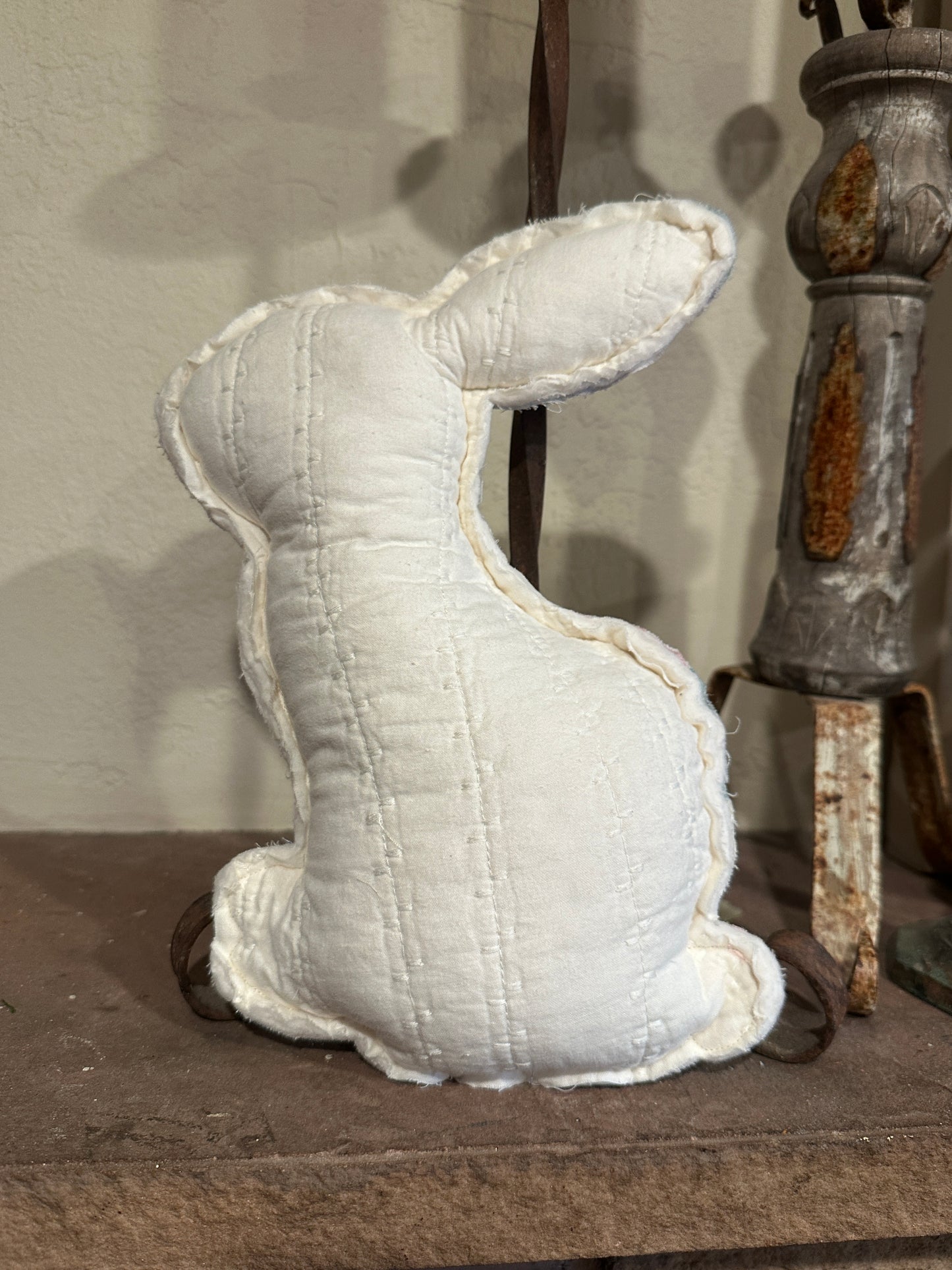 Pastel Quilted Plush Easter Bunny with Canvas Heart