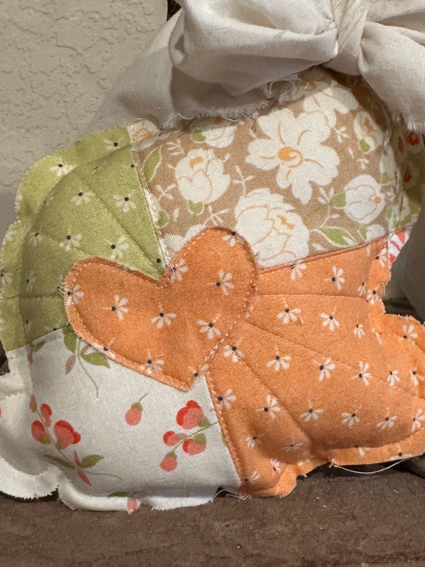 Plush Quilted Spring Easter Bunny with Heart & Bow