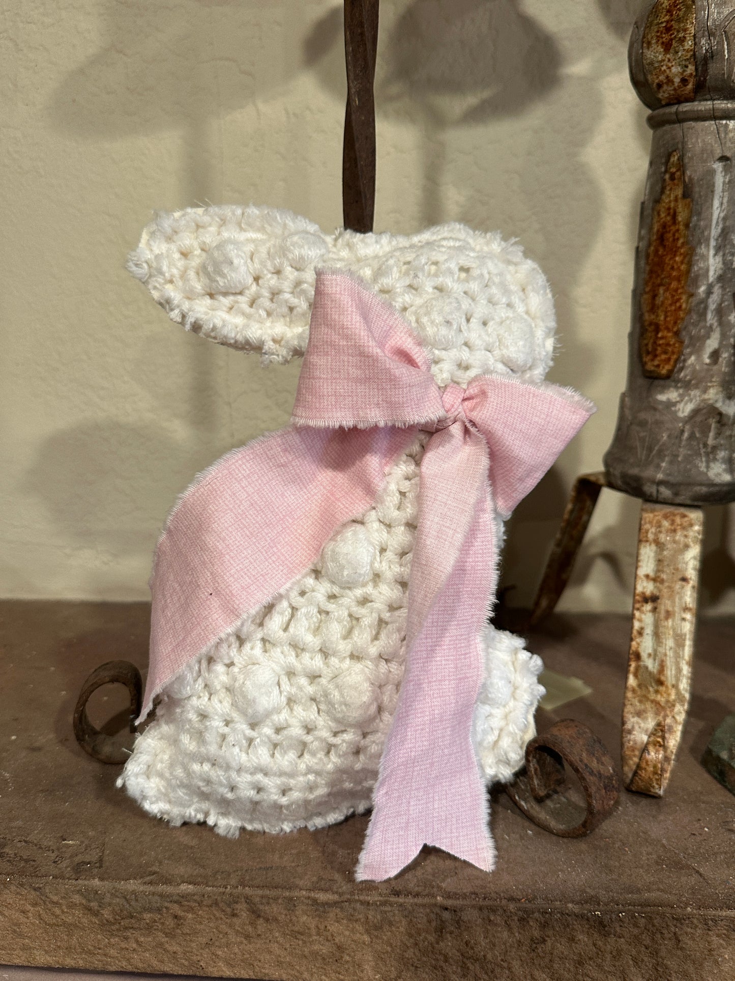 Crochet Plush Easter Bunny with Bow