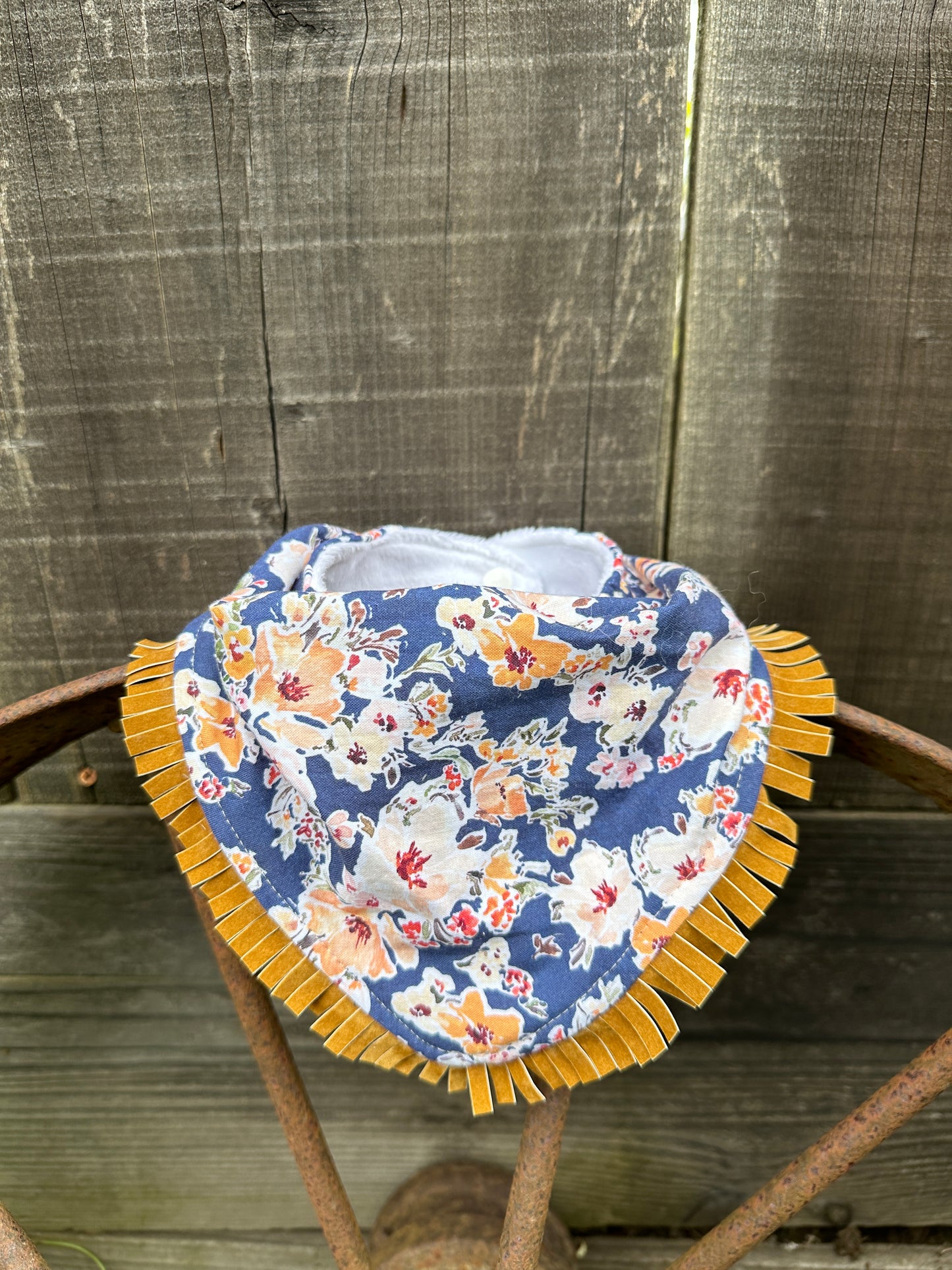 Blue Springtime Floral Buckaroo Baby Bib