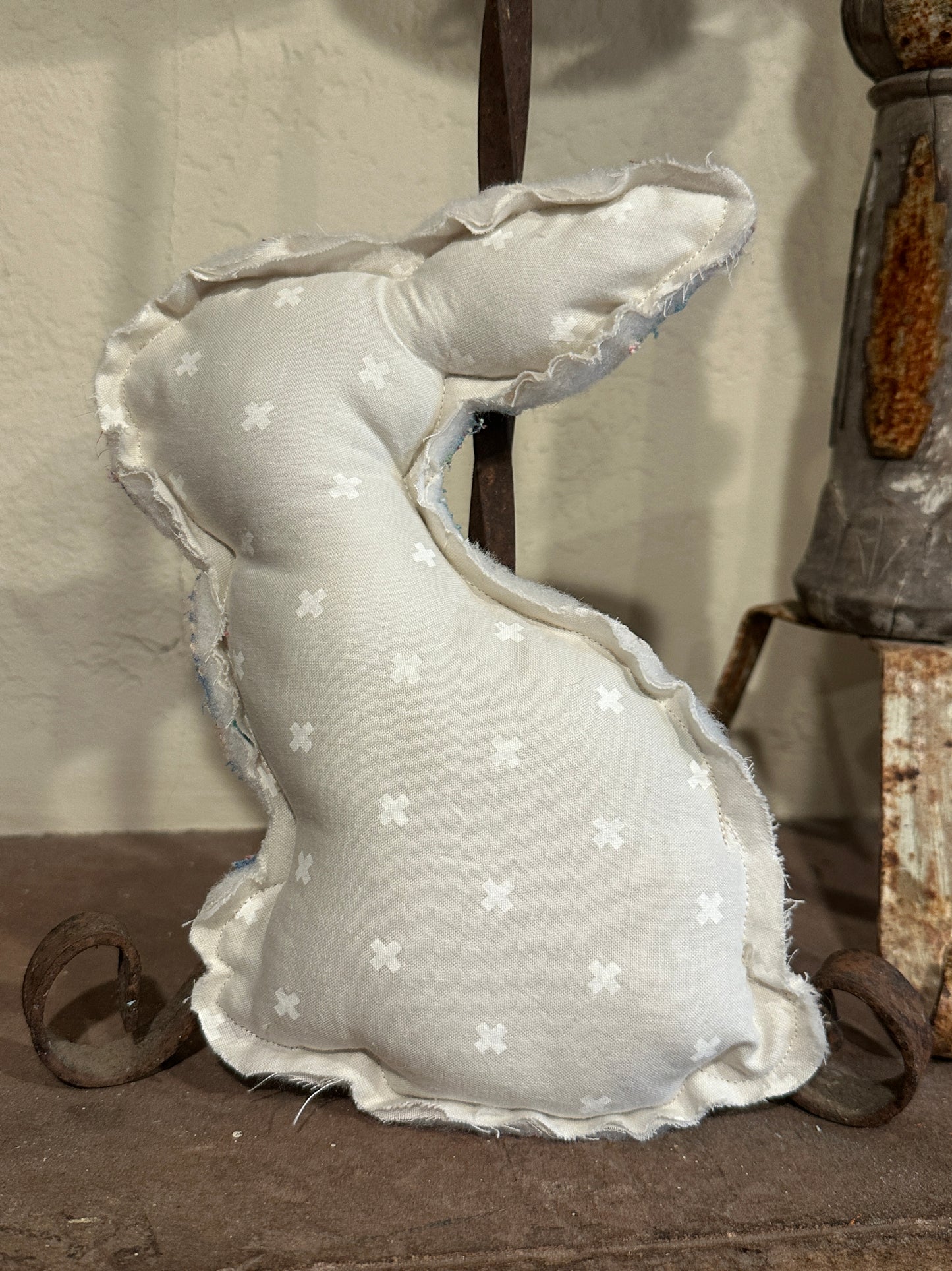 Colorful Repurposed Quilt Plush Easter Bunny #1