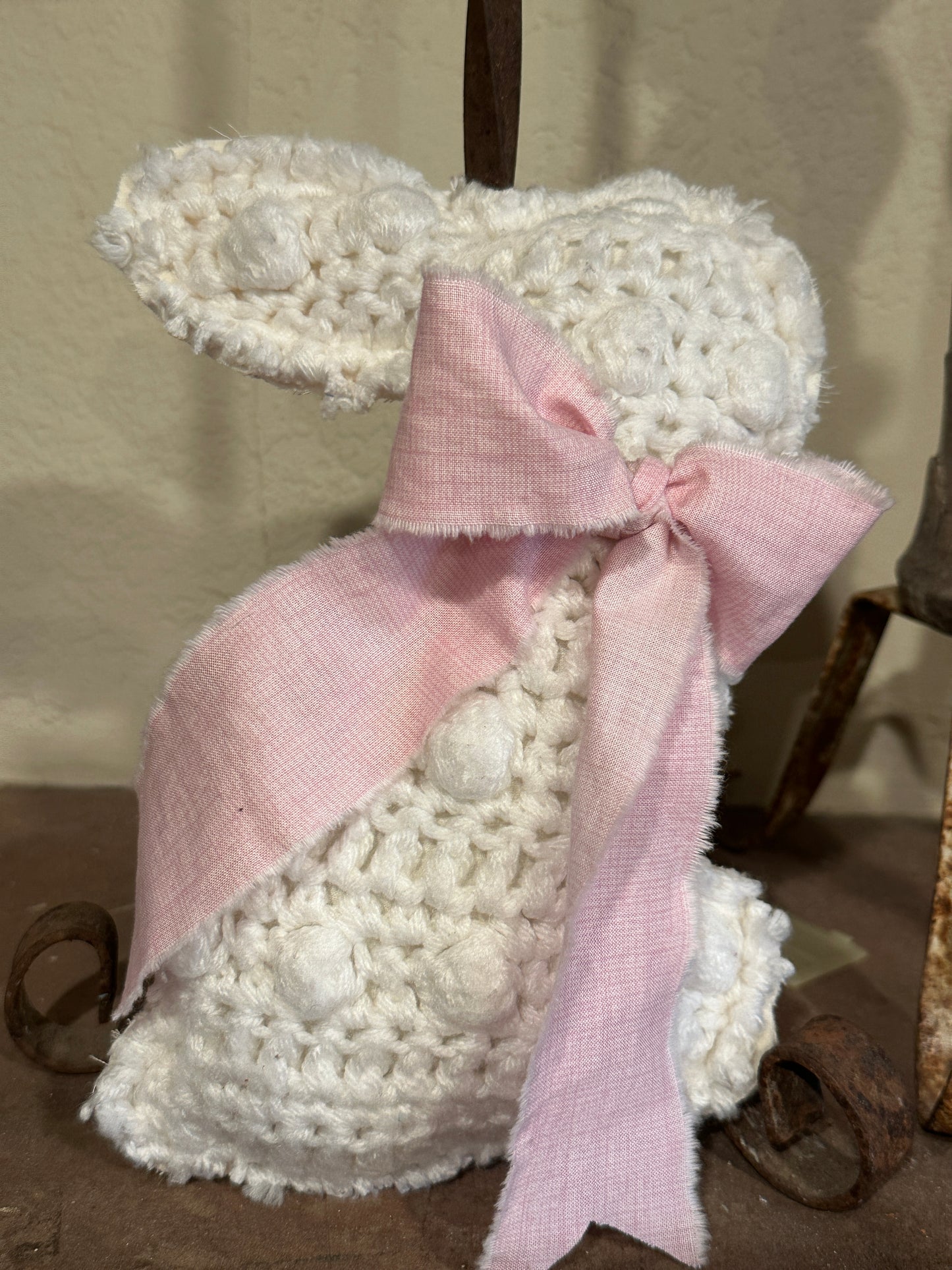 Crochet Plush Easter Bunny with Bow