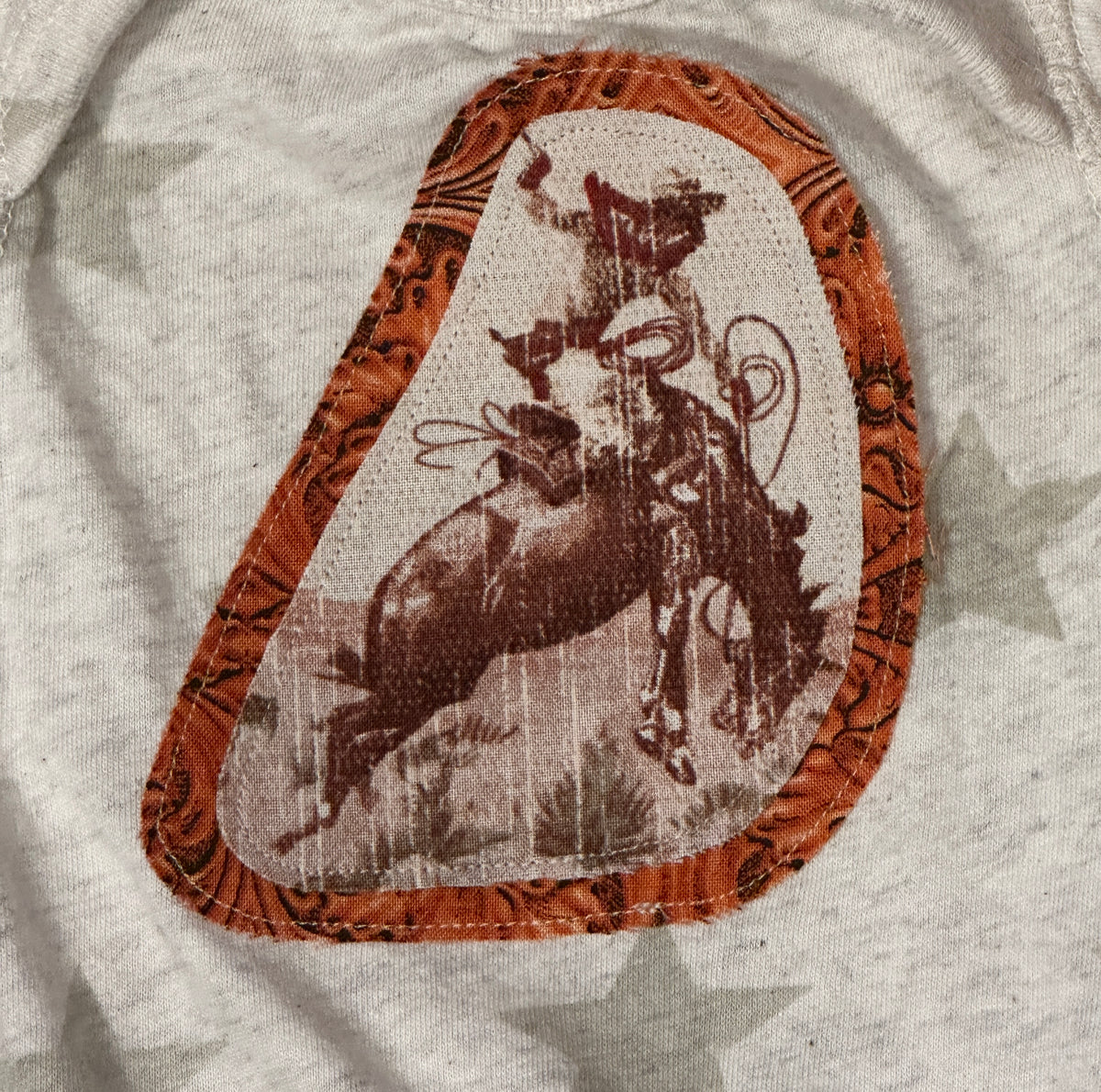 Tooled Leather Burp Cloth Set & Matching Bronc Onesie, Size Newborn