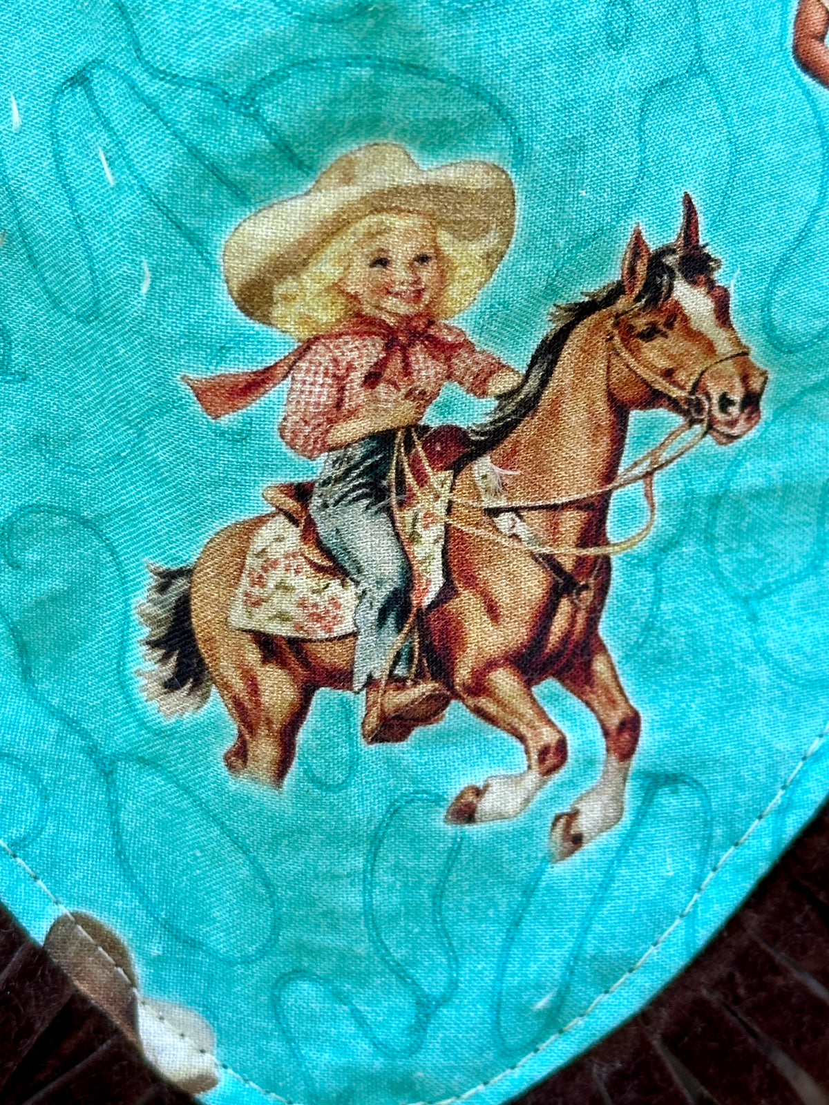 Turquoise Cowgirls & Roses Onesie and Bib Set, Size 6 mons.