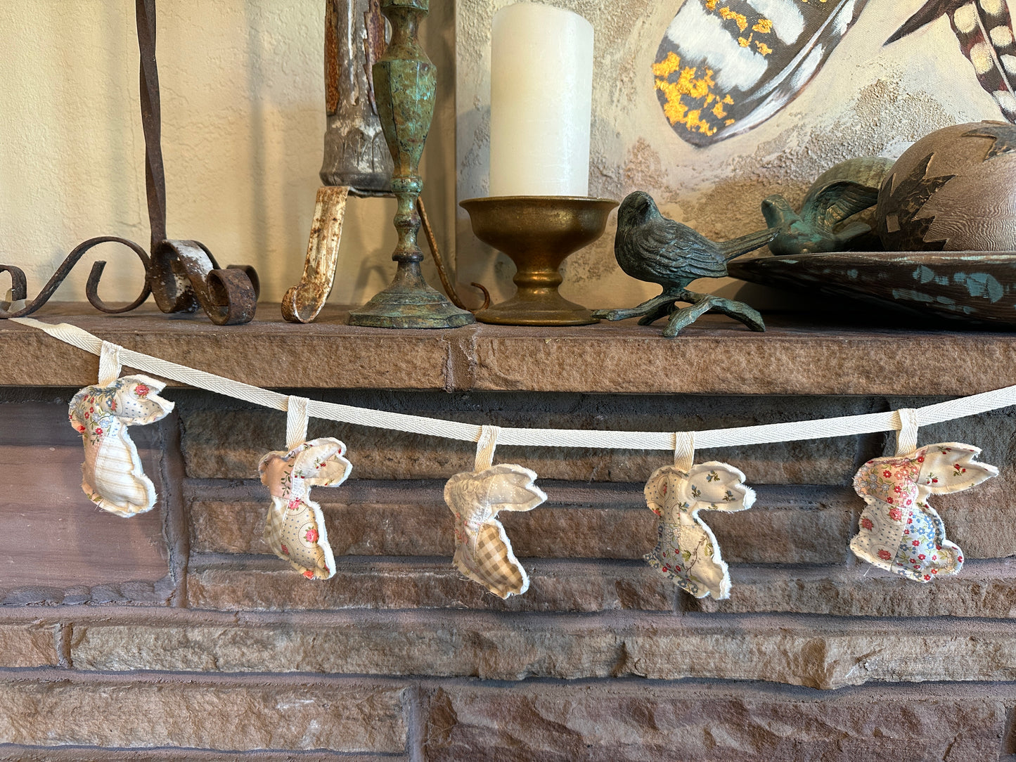 Pastel Floral Quilted Spring Bunny Garland, 6 ft.