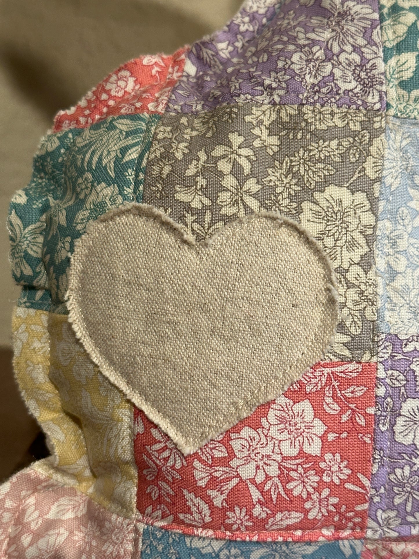 Pastel Quilted Plush Easter Bunny with Canvas Heart