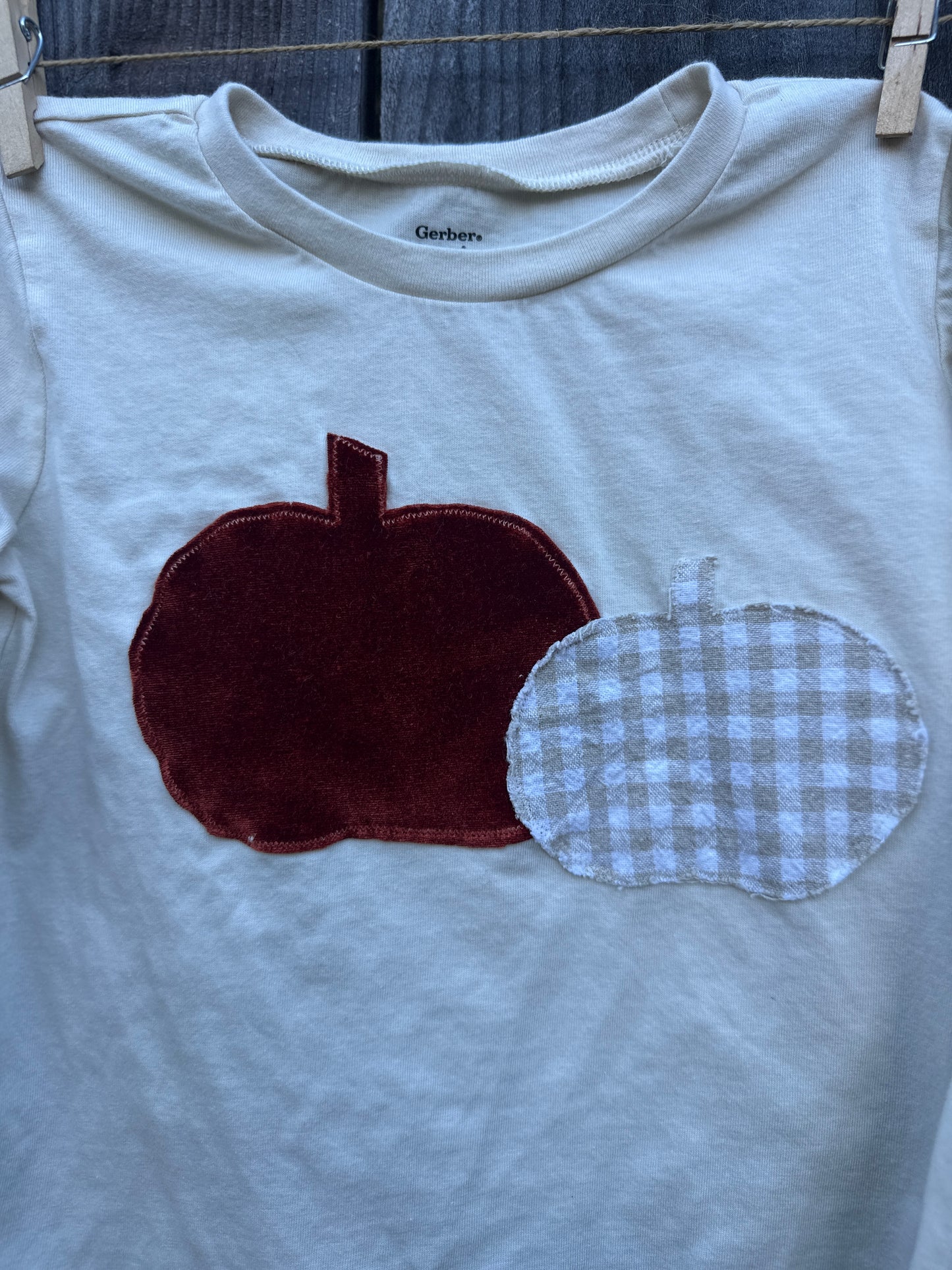 Fall Velvet & Gingham Pumpkins Long Sleeve Tee, 4T