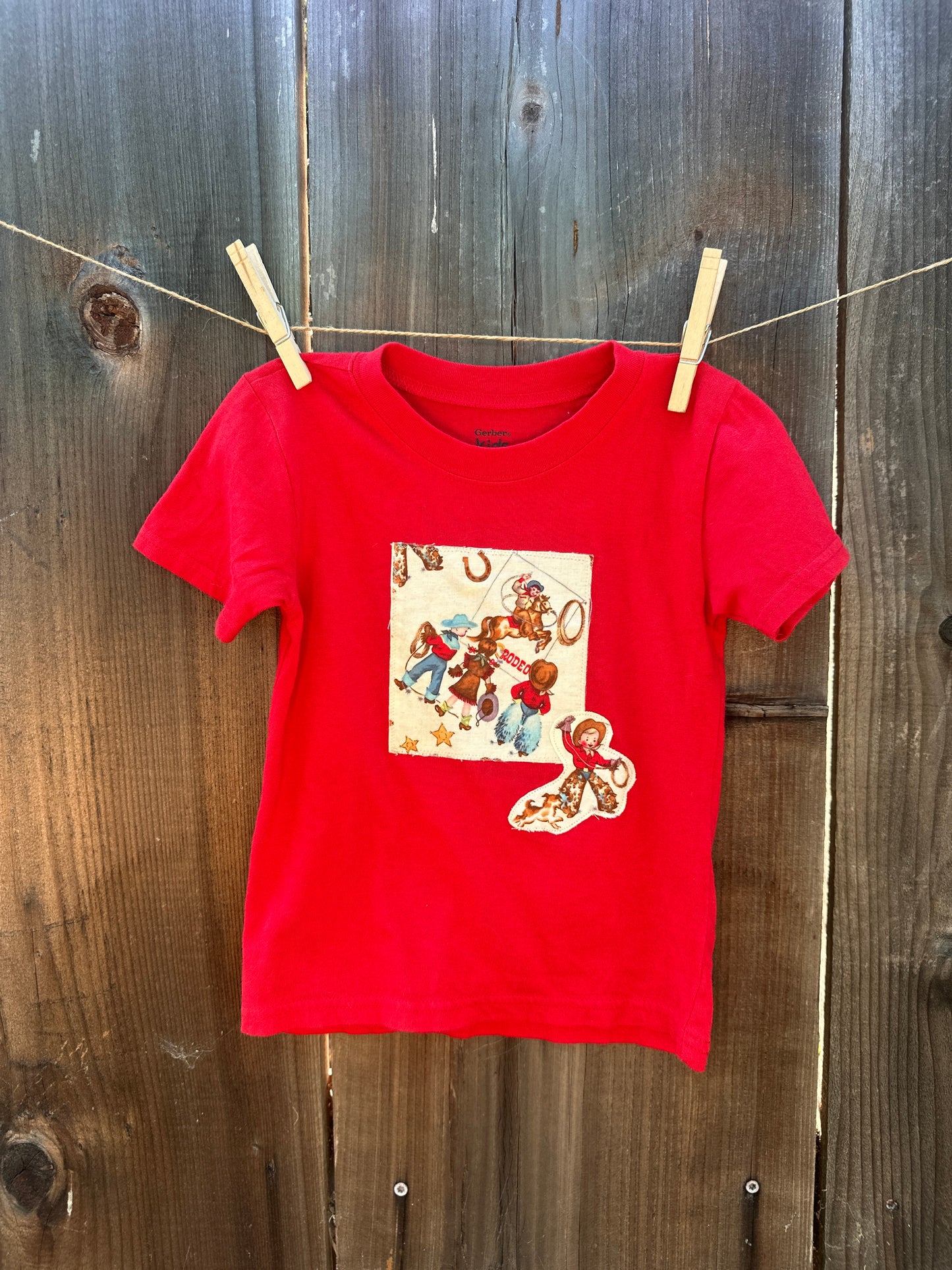 Vintage Rodeo Cowkids on Red, Size 3T