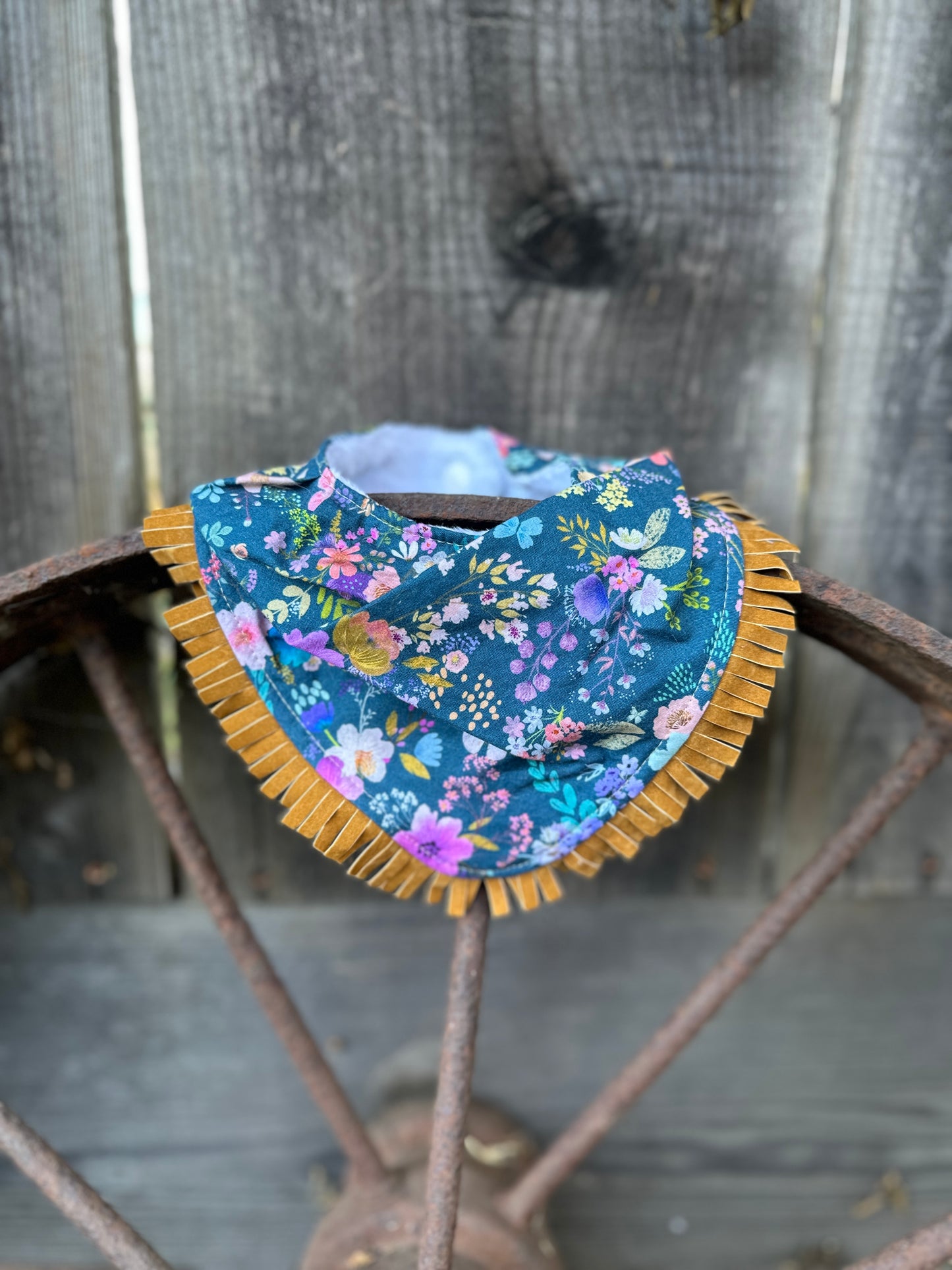 Spring Garden Florals on Turquoise Bib