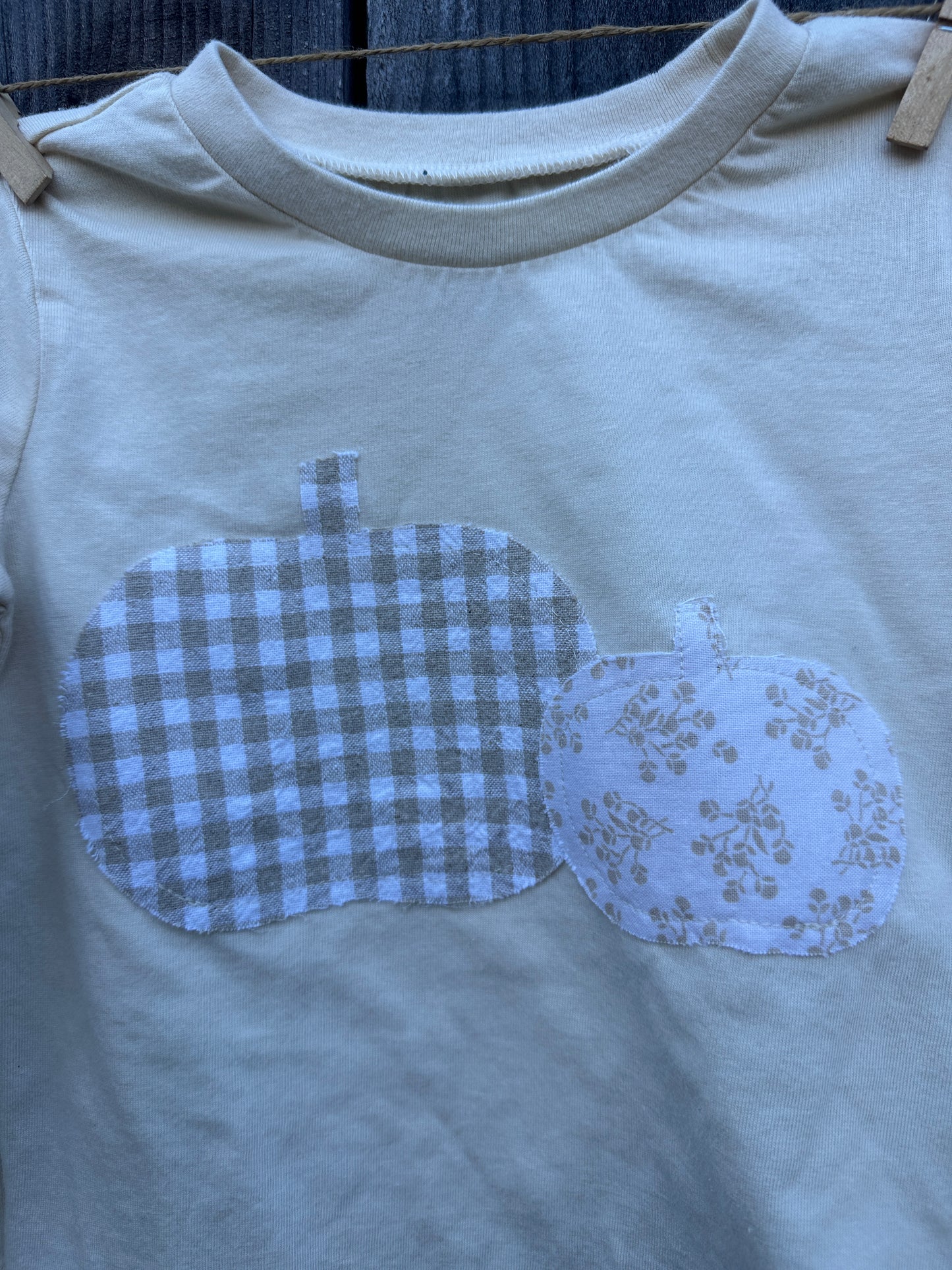 Fall Neutral Gingham & Floral Pumpkins, 2T