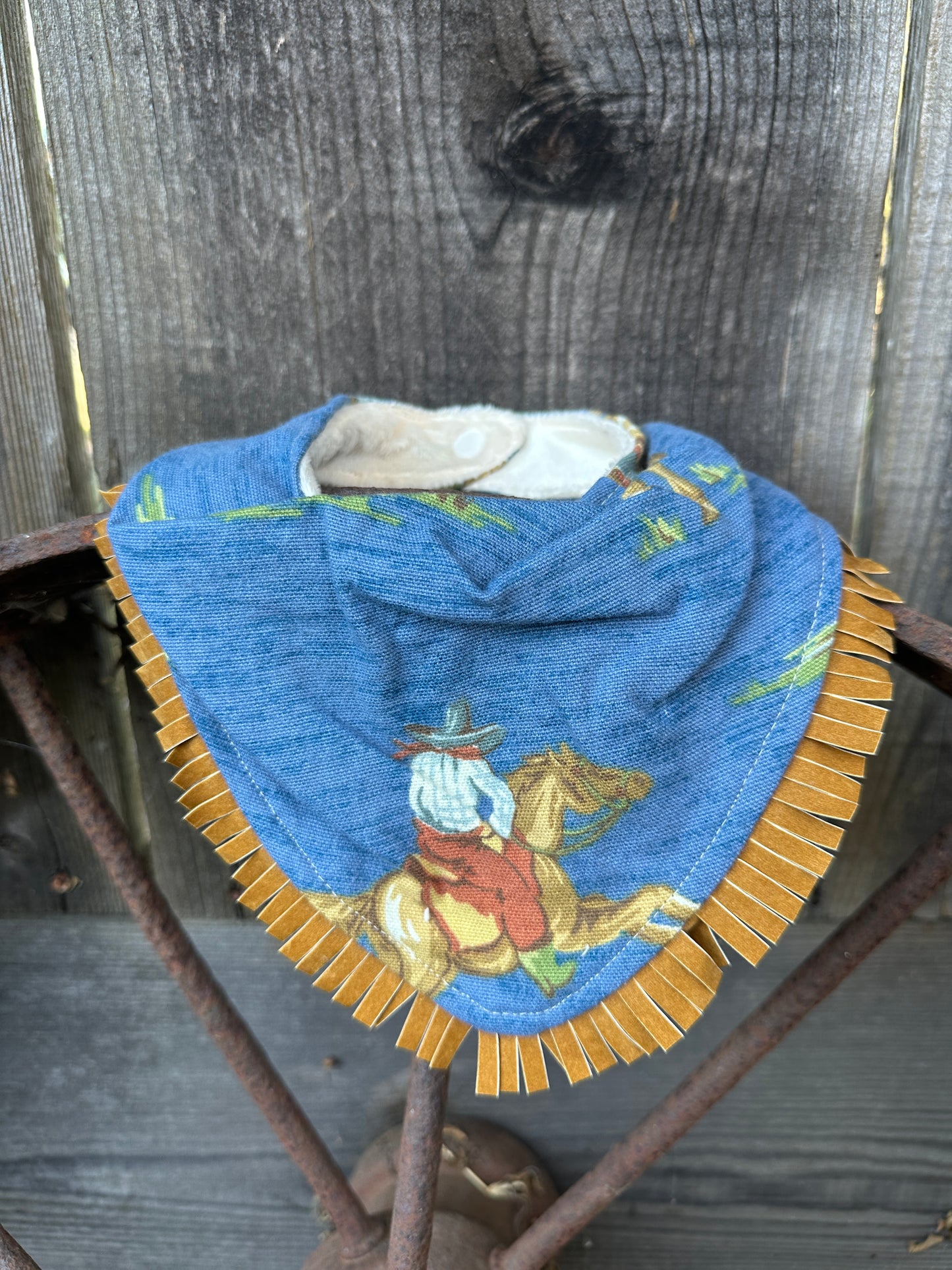 Blue Old West Cowboy Bib & Burp Cloth Set