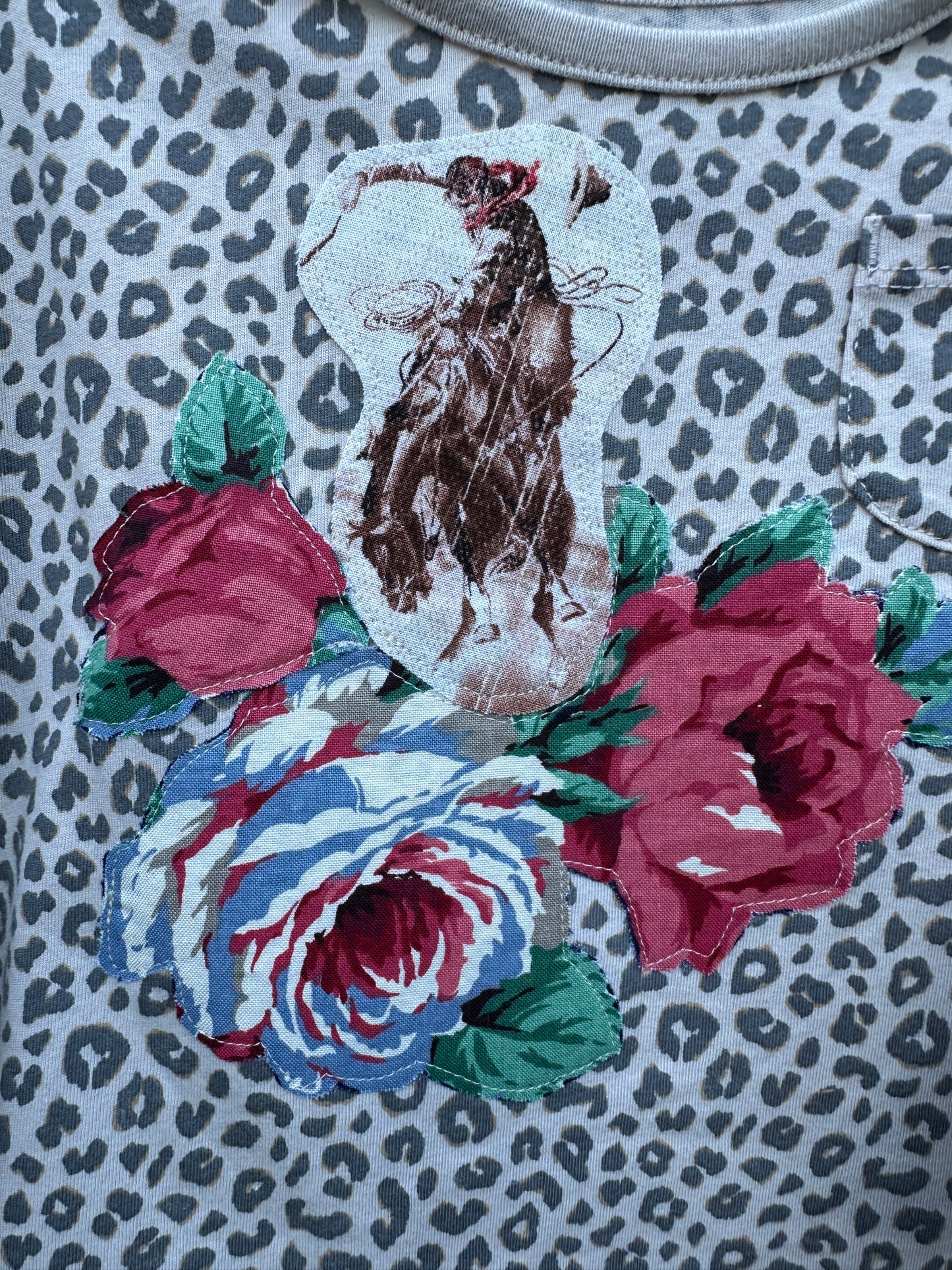 Bronc & Roses Long Sleeve Leopard Tee, Size 18 mons.