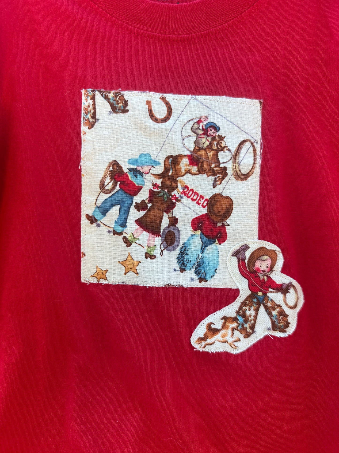 Vintage Rodeo Cowkids on Red, Size 3T
