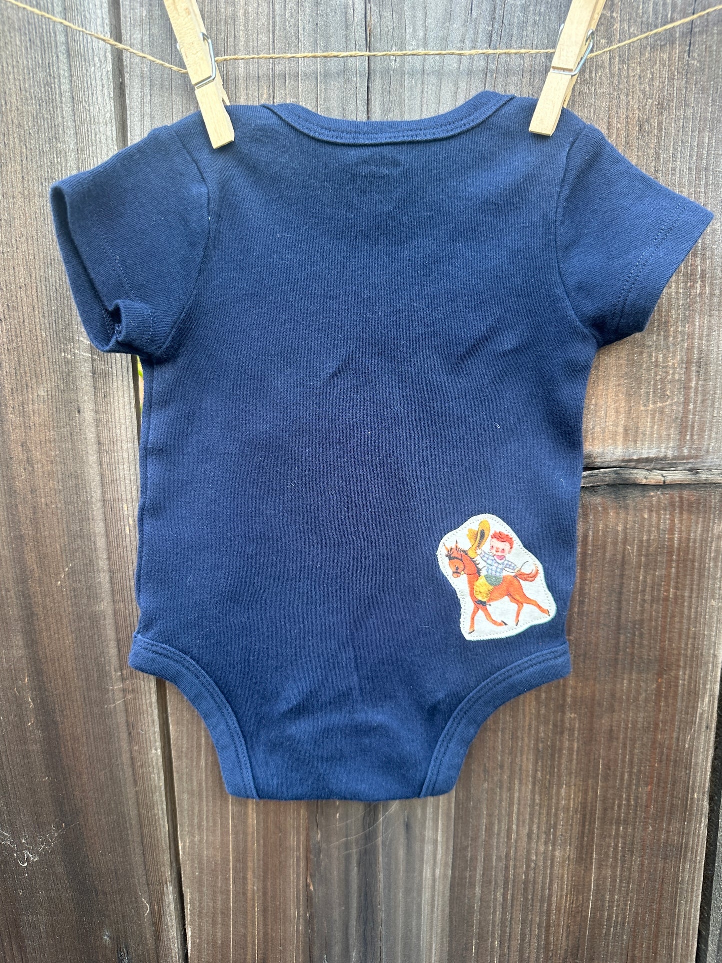 Vintage Cowkids on Navy, Size 0-3 mons.