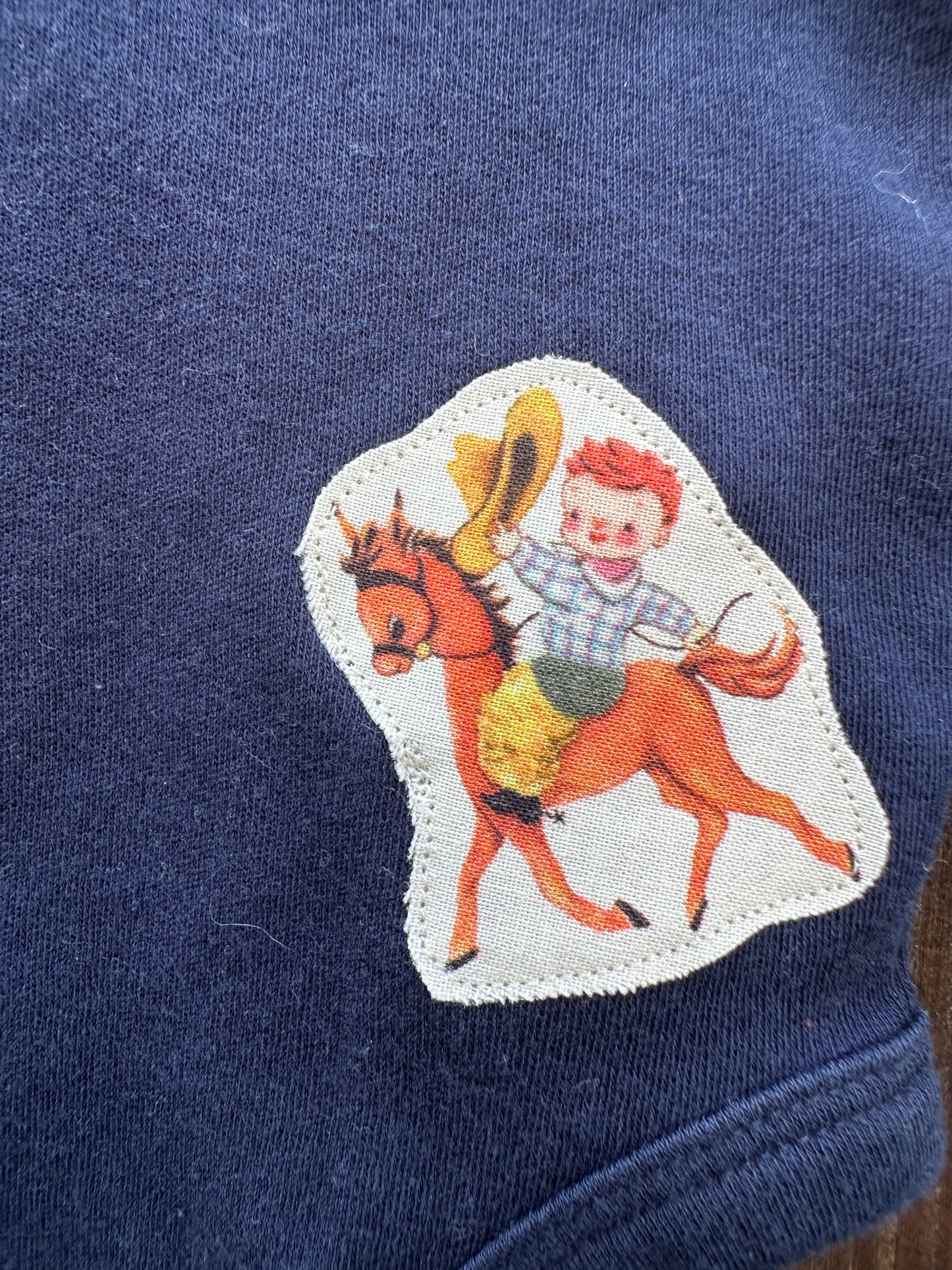 Vintage Cowkids on Navy, Size 0-3 mons.