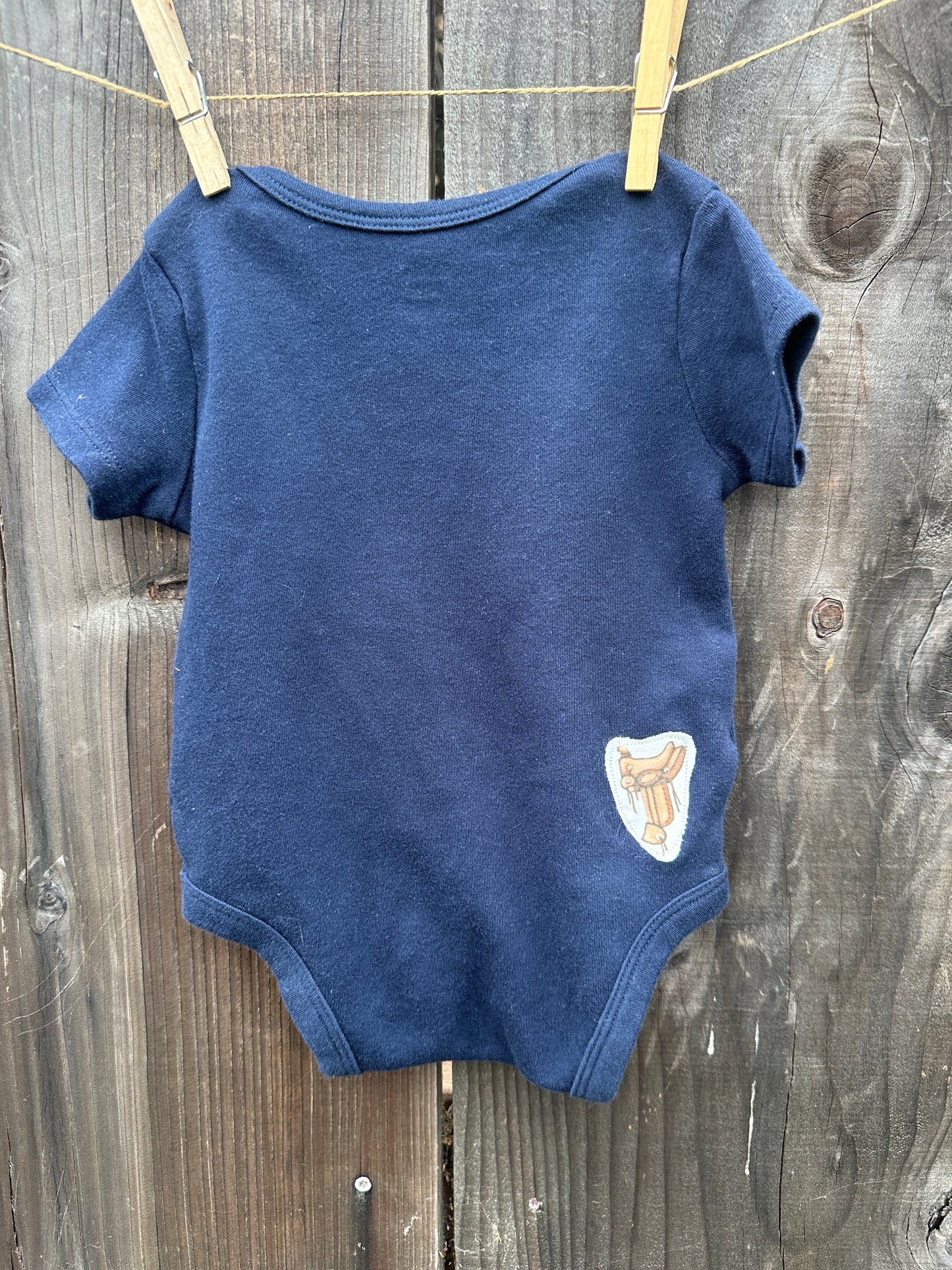 Cowboy Essentials on Navy, Size 6-9 mons.