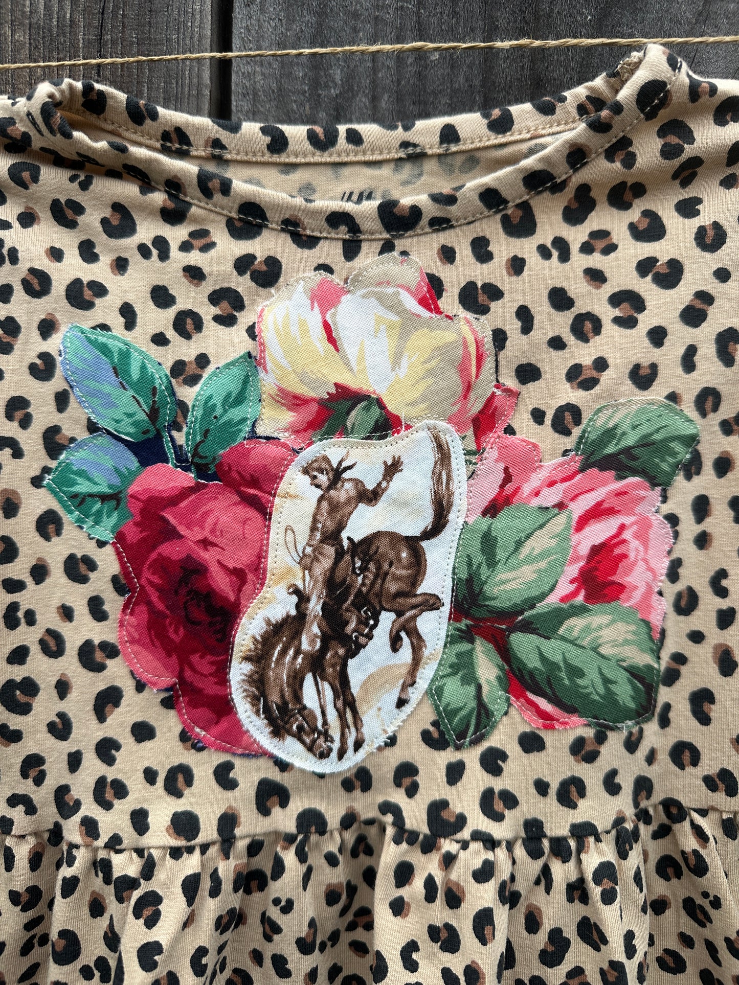 Bronc & Roses Leopard Dress, Size 2T