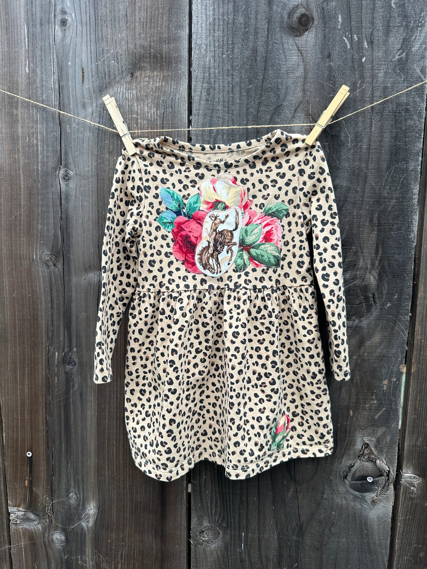 Bronc & Roses Leopard Dress, Size 2T