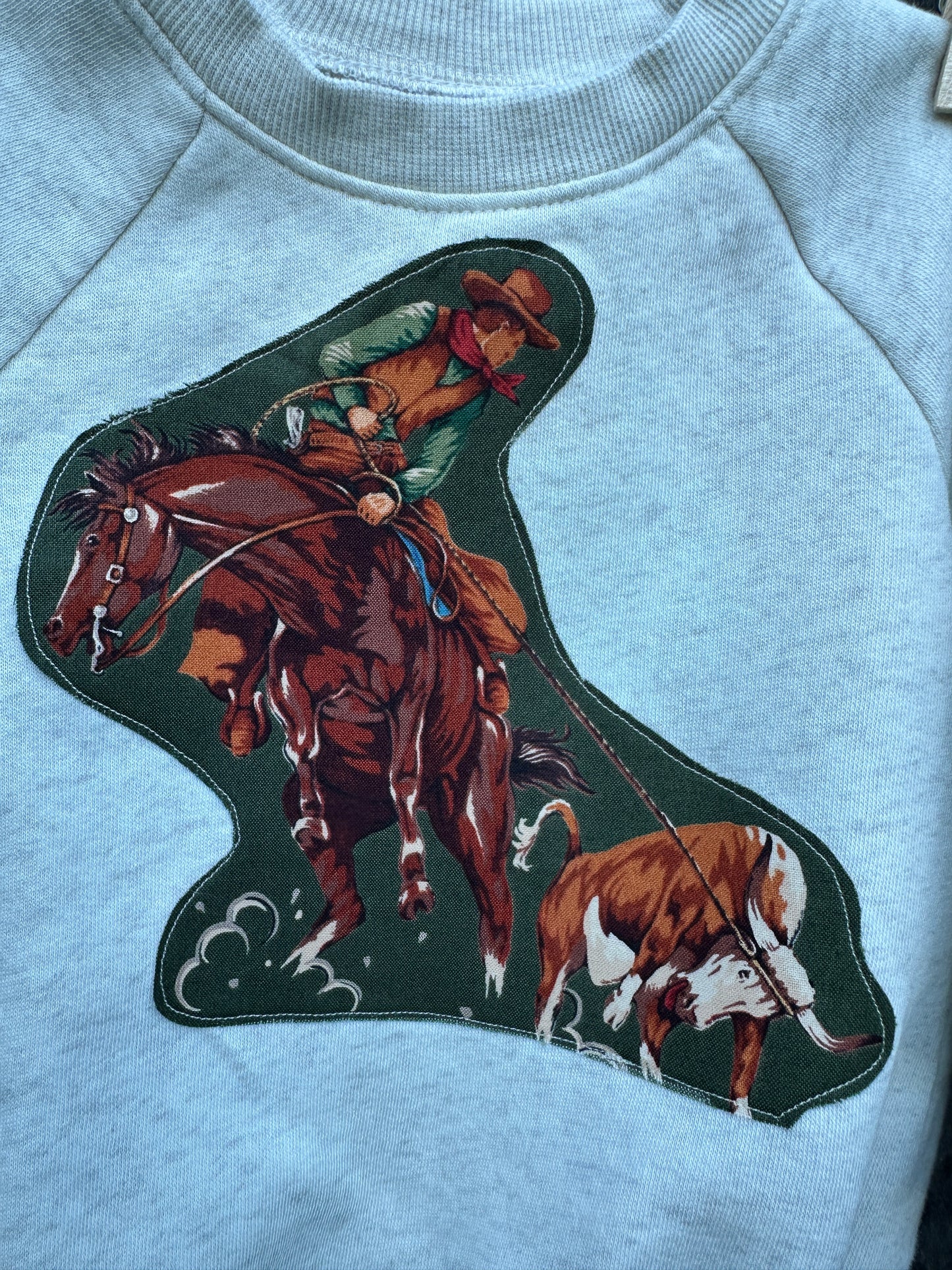 Vintage Cowboy Steer Roper Sweatshirt Onesie, Size 6-12 mons.