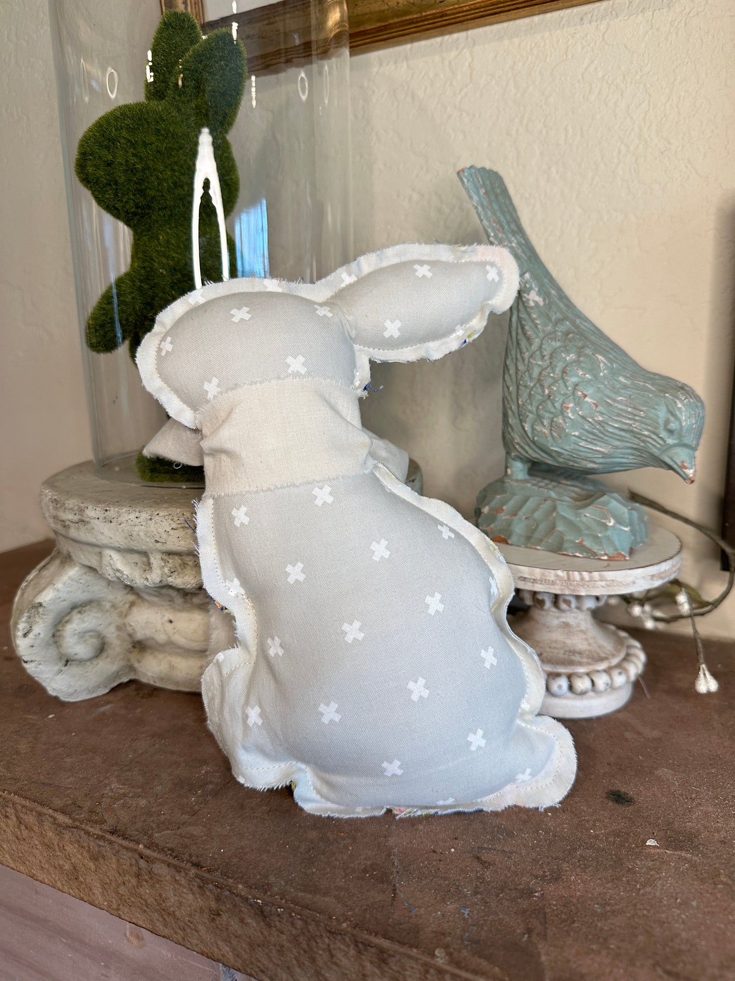 Quilted Blue and Green Easter Bunny with bow