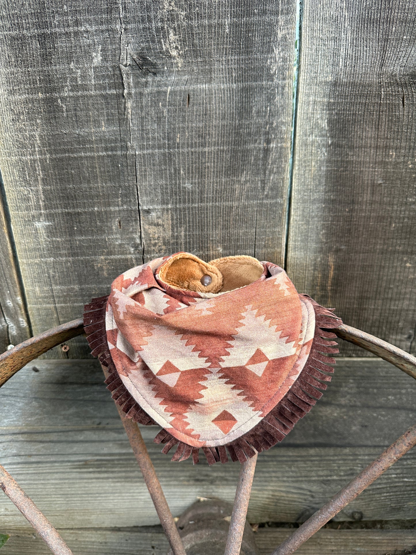 Brown Aztec Bib & Burp Cloth Set
