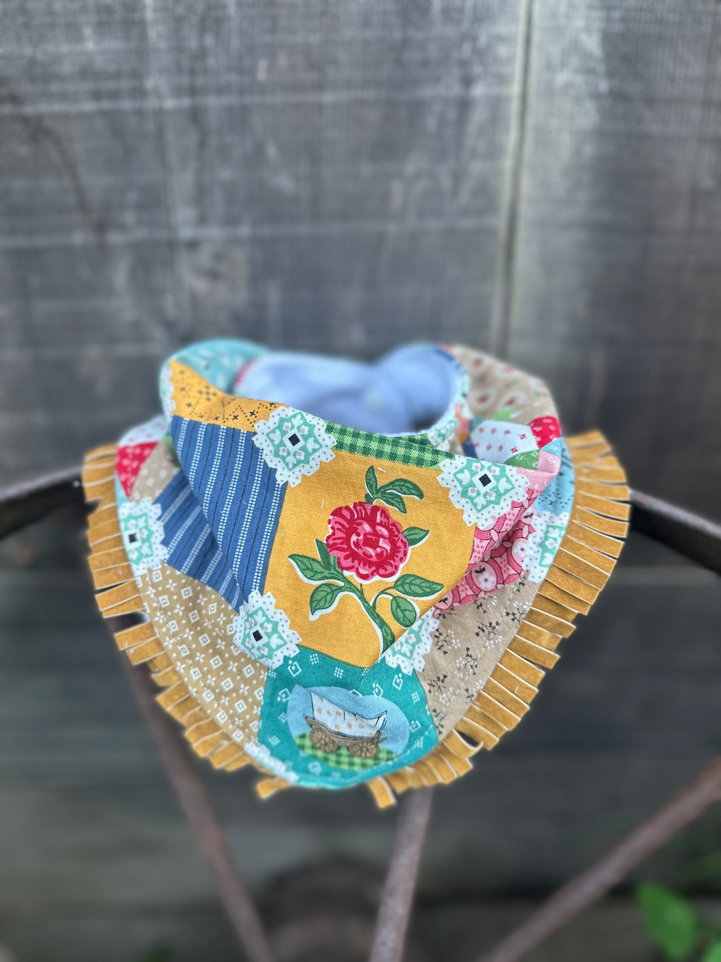 Frontier Quilted Print Bib & Burp Cloth Set