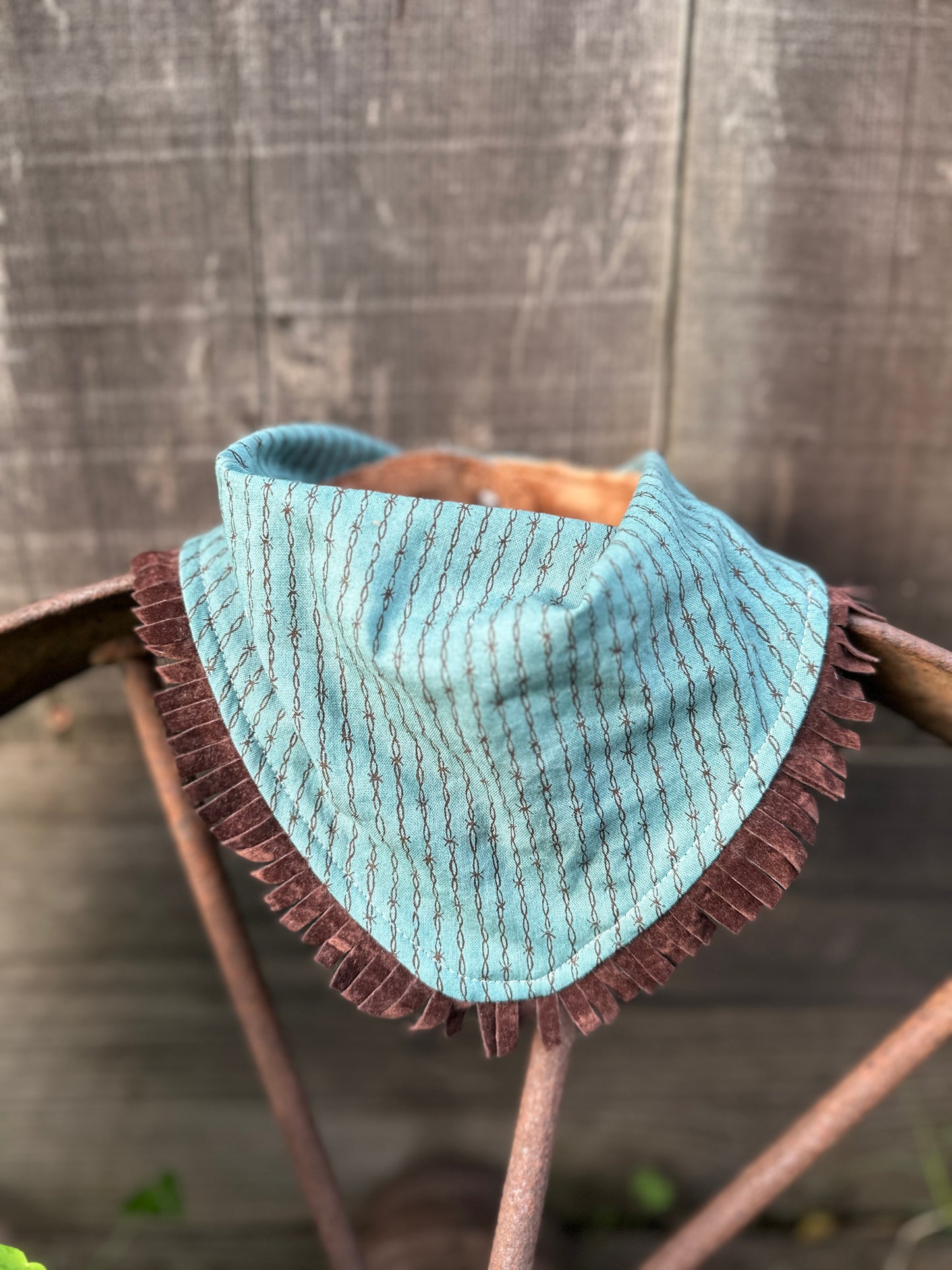 Turquoise Barbed Wire Buckaroo Baby Bib