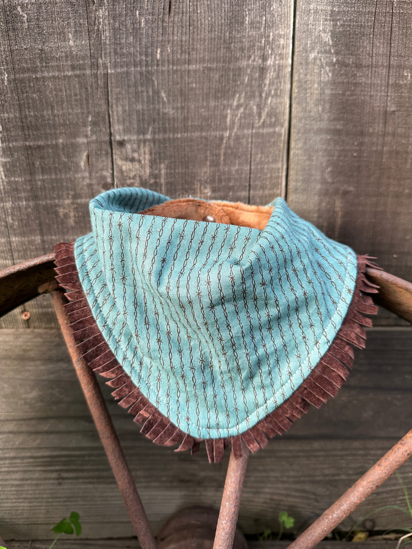 Turquoise Barbed Wire Buckaroo Baby Bib