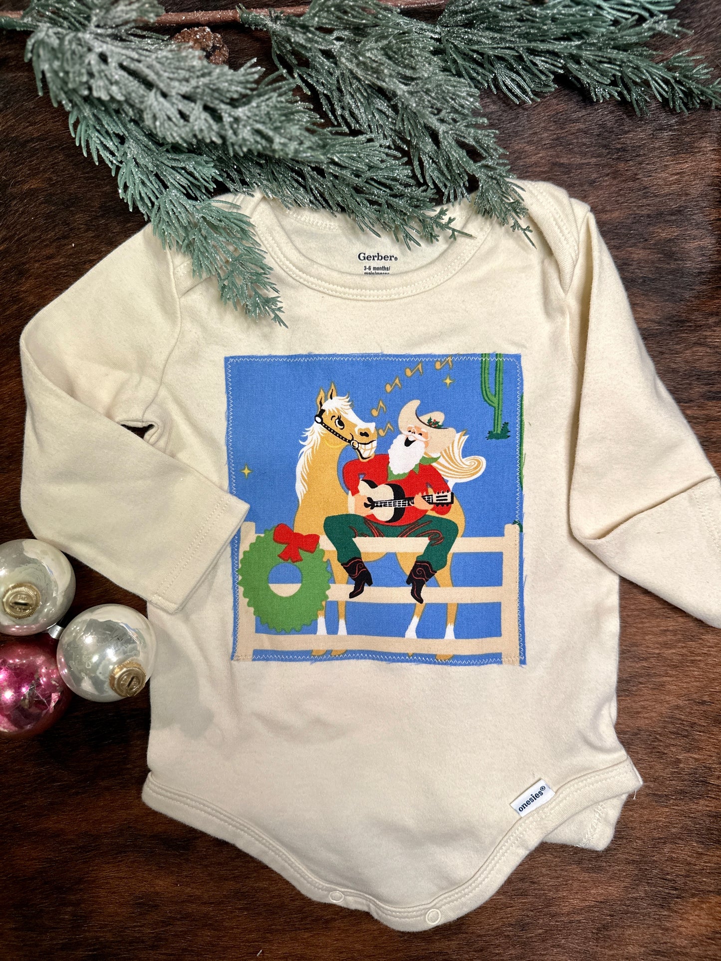 Singing Santa Onesie, Size 3-6 mons.