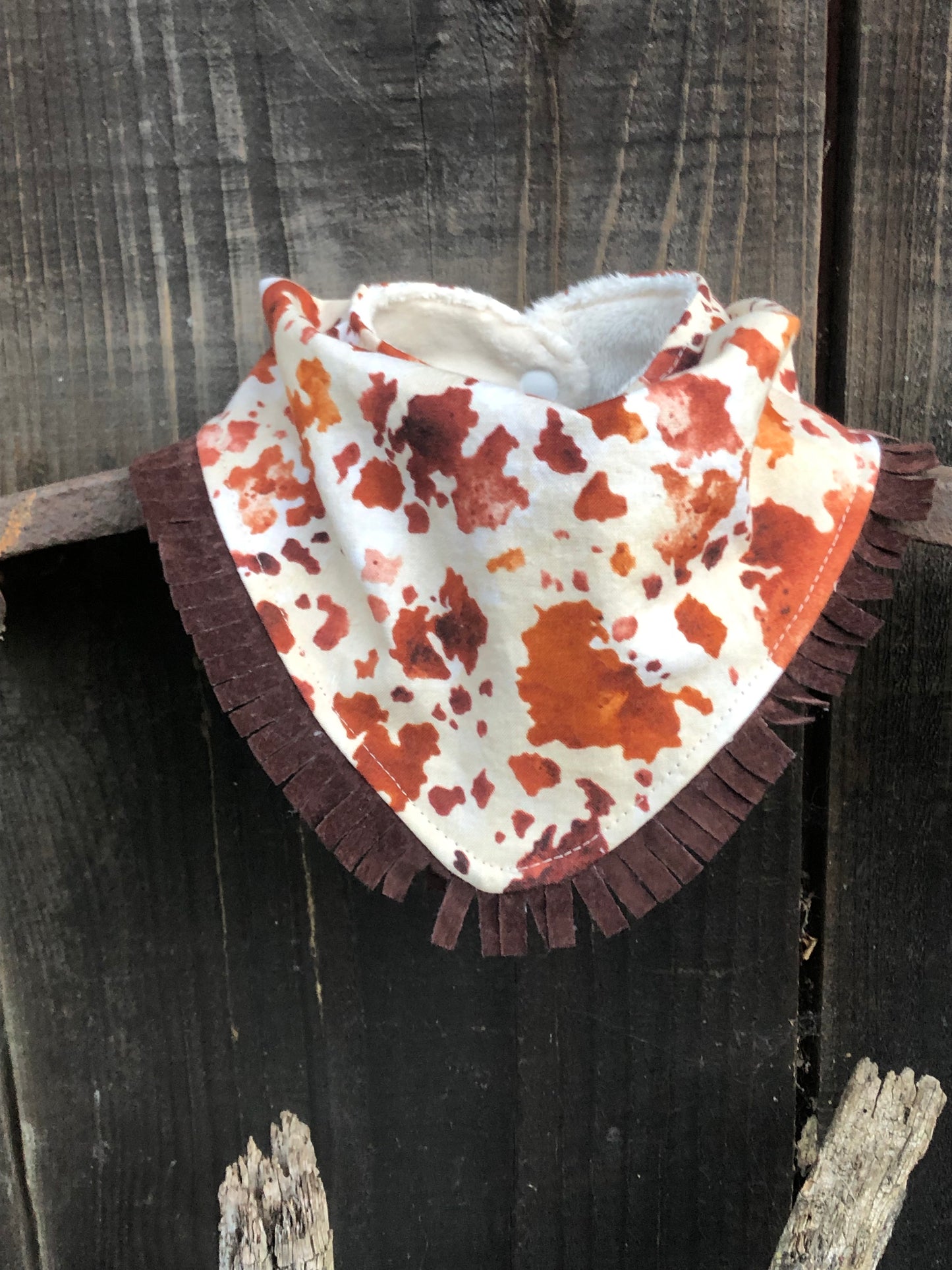 Cowhide Print Bib/Burp Cloth Set